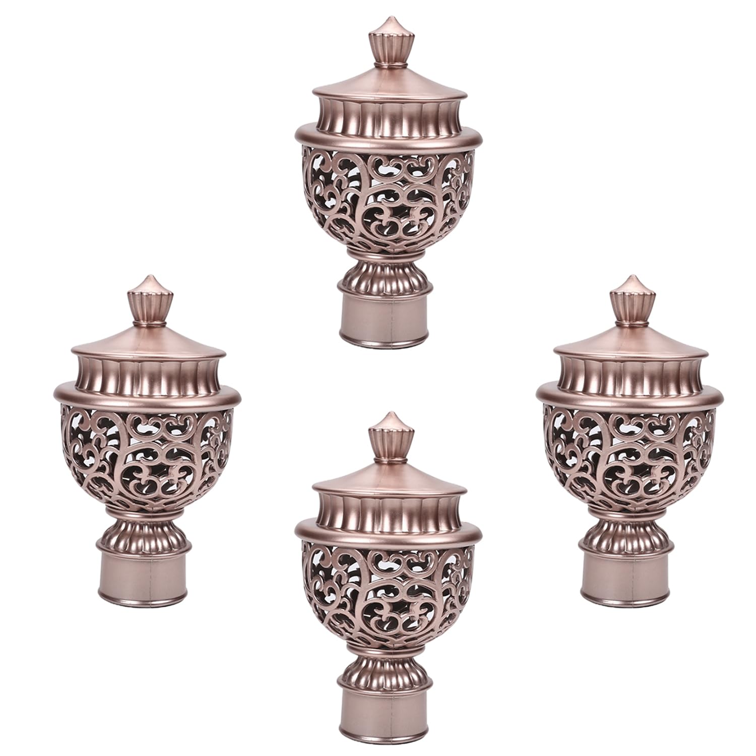 Vintage Rose Gold Hollow Head Plastic Curtain Rod Finials - 1.1