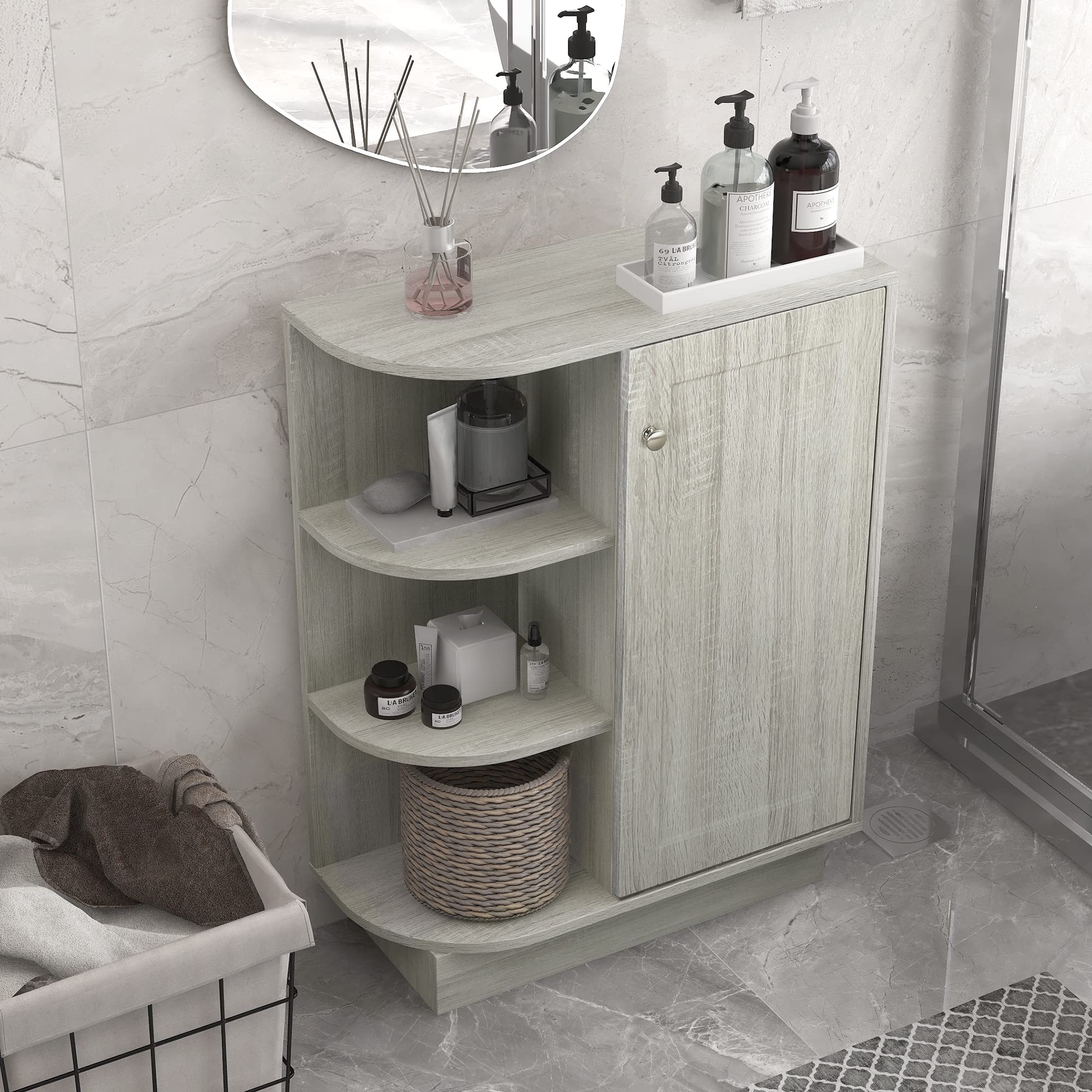 Adjustable Open Style Shelf Cabinet - Ample Storage Space, Easy to Assemble, Solid Oak Wood - Perfect for Living Room, Bedroom, or Home Office Organization