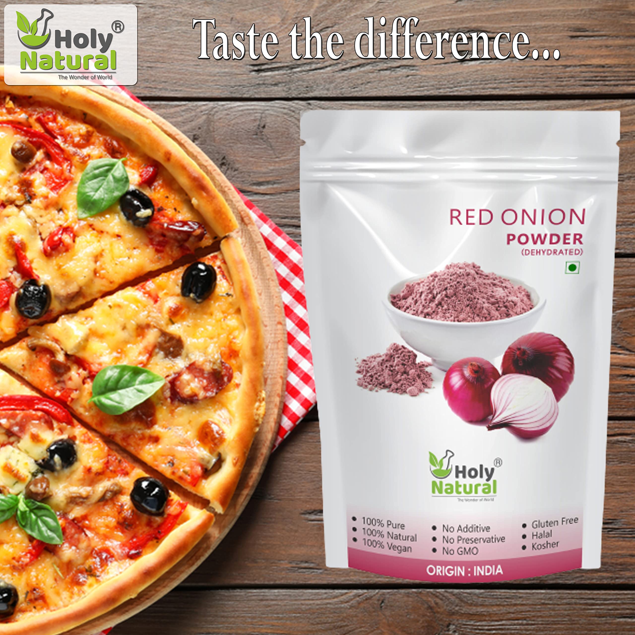 Organic Red Onion Powder (Dehydrated) - 100g (3.52oz) | All-Natural Seasoning for Soups, Salads & Meat Dishes | Gluten-Free & Non-GMO Cooking Ingredient