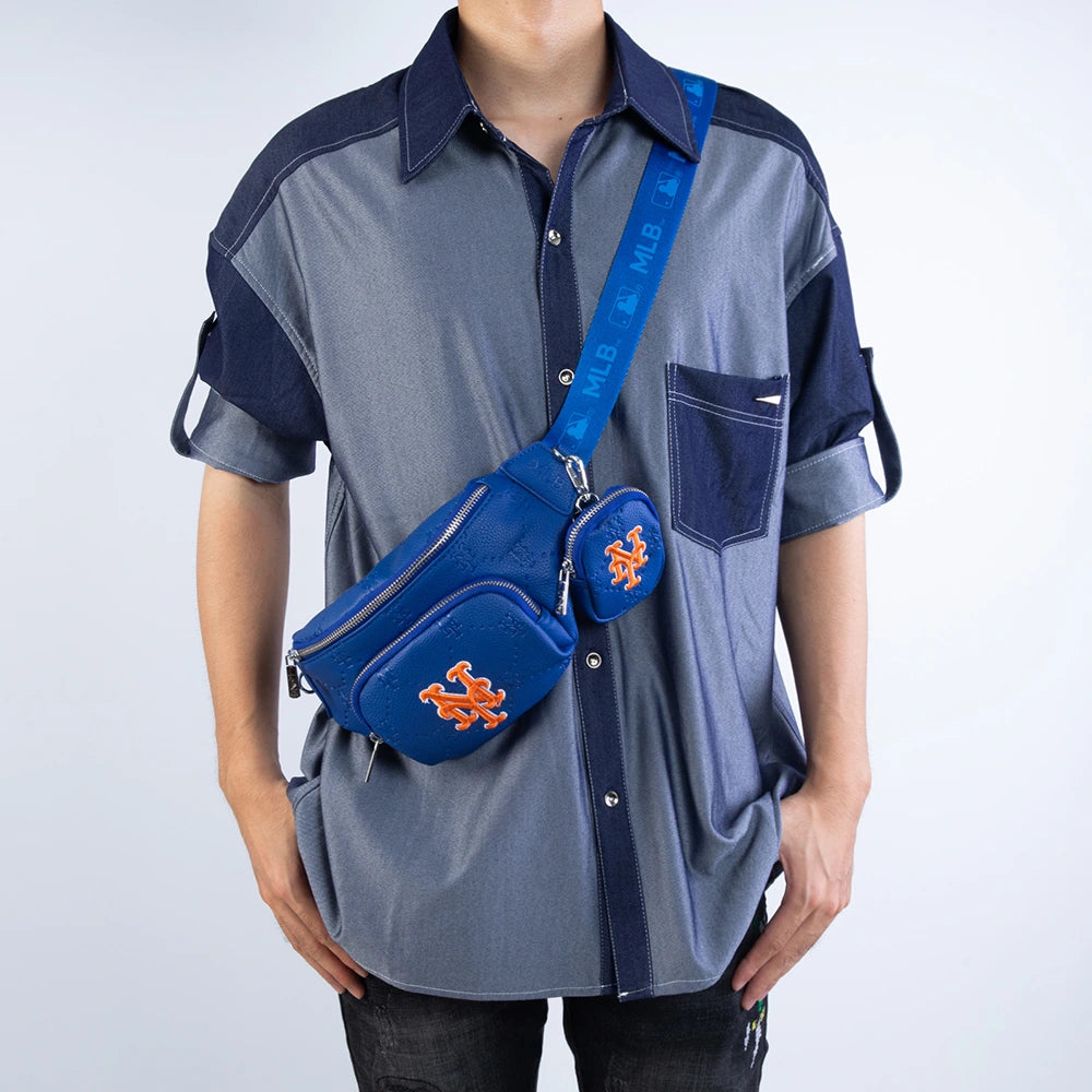 MLB New York Mets Official Logo Fanny Pack Waist Bag - Perfect for Baseball Games, Concerts & Outdoor Activities