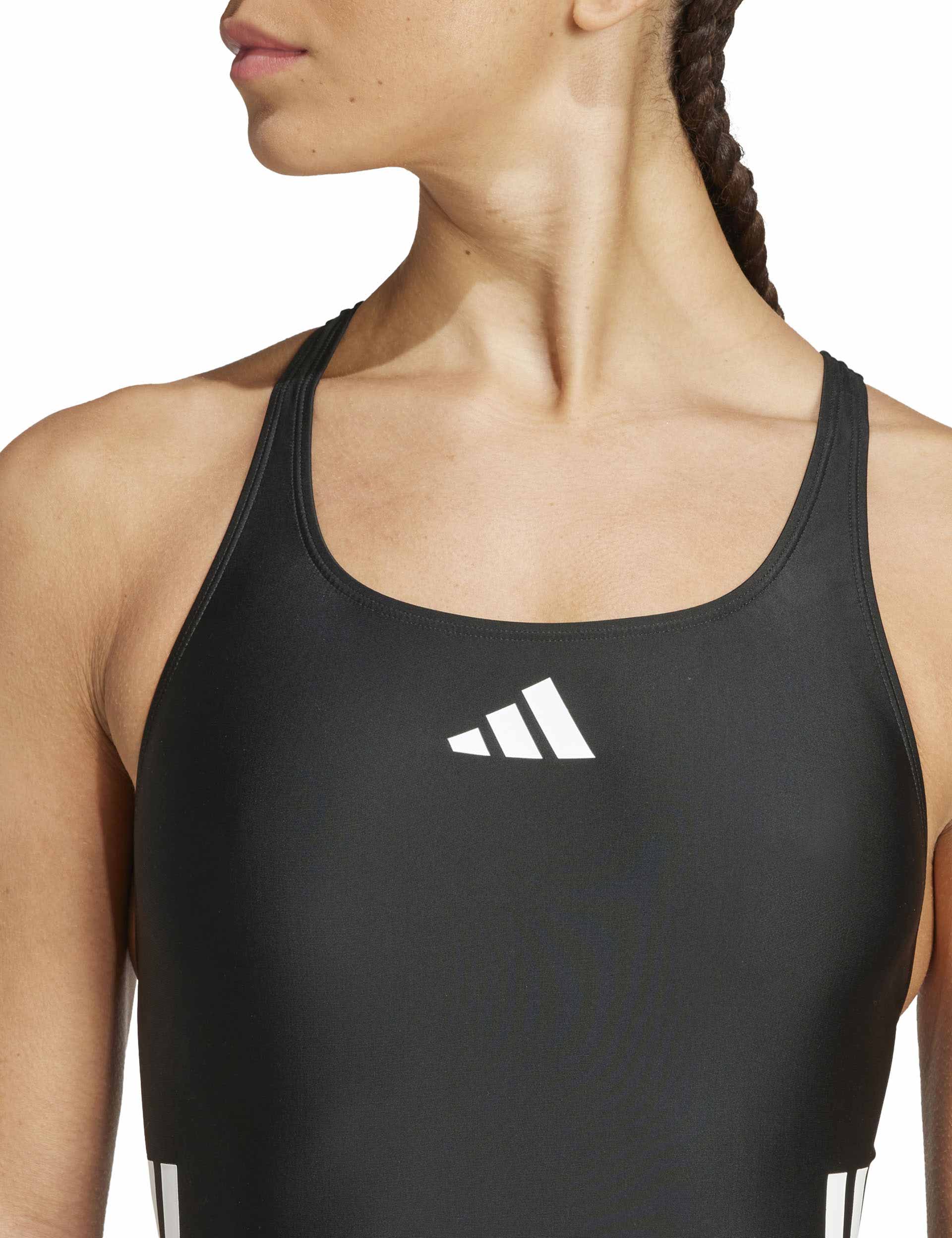 Adidas 3 Stripes C Back Swimsuit for Women - Black & White Two-Tone Design - Perfect for Beach, Pool & Summer Vacations