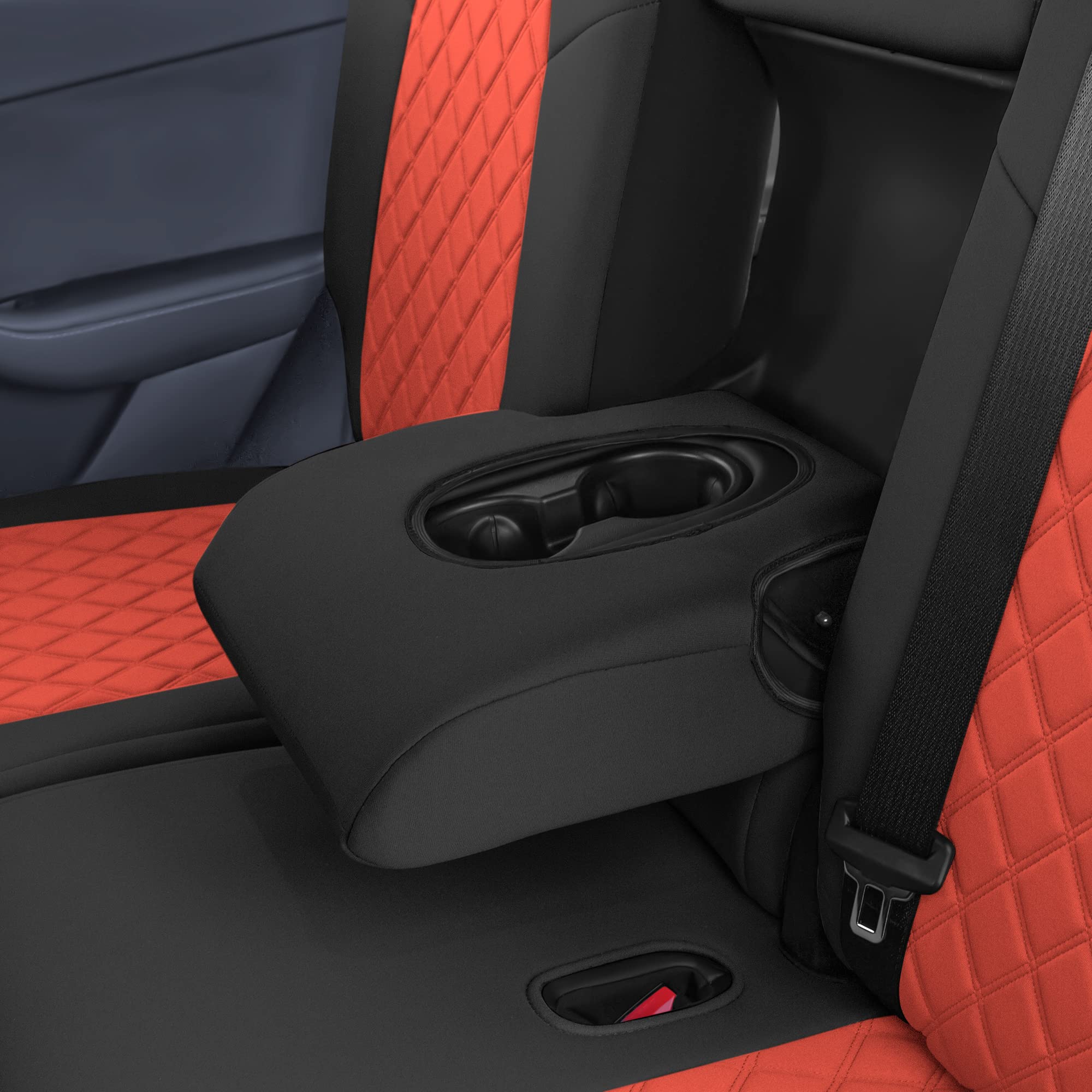 Custom Fit Waterproof Red Seat Covers for Tesla Model Y 2020-2024 - Rear Set | Premium Automotive Interior Accessories | Perfect for Road Trips & Family Protection