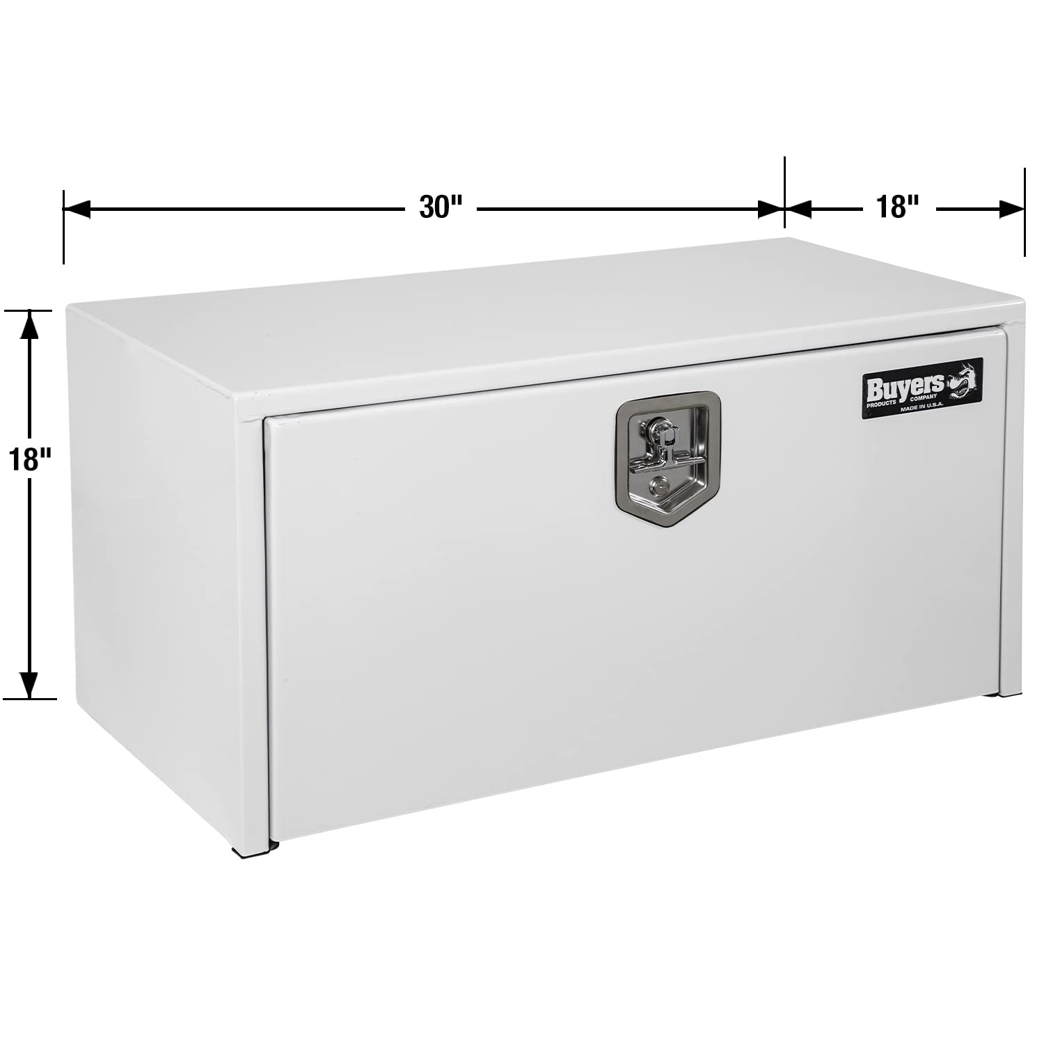 Buyers Products 1702403 Heavy-Duty Steel Underbody Truck Tool Box - 18 x 18 x 30 Inches, White - Secure Storage for Truck Accessories & Equipment - Perfect for Commercial Trucks, Work Vans & Pickup Trucks