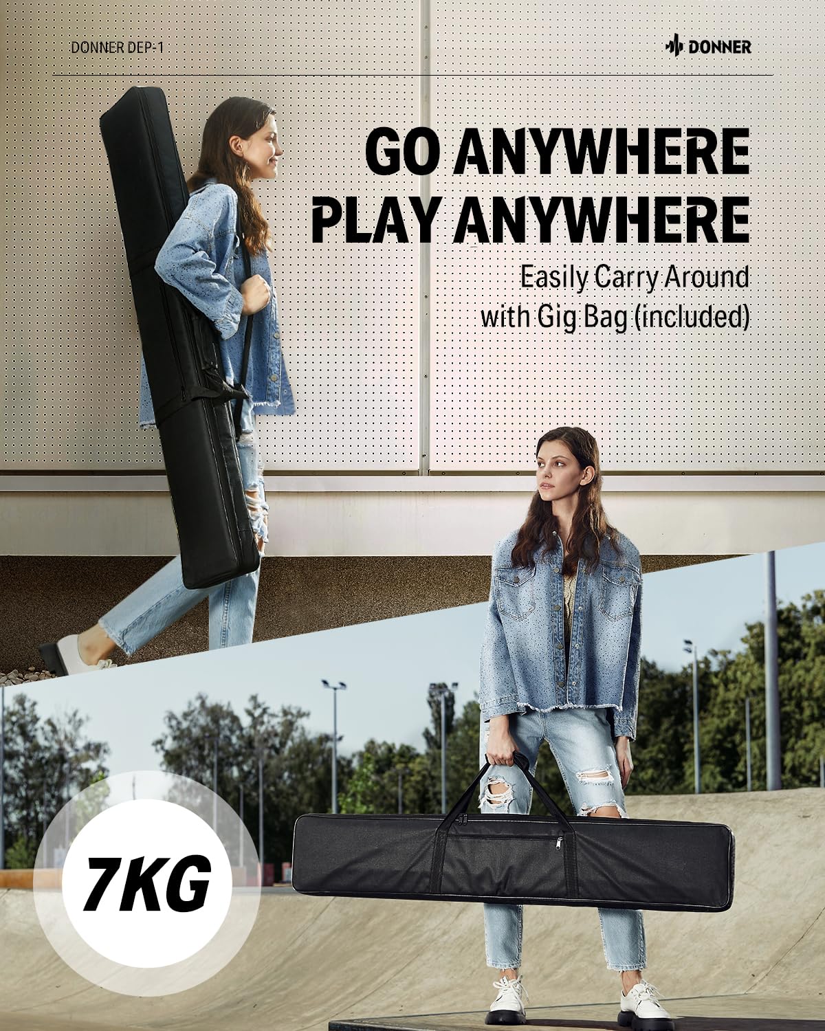 Donner DEP-1 88-Key Weighted Digital Piano for Beginners - Full-Size Portable Electric Keyboard with Velocity-Sensitive Keys, Stand, Sustain Pedal, Carrying Case & Stickers - Perfect for Home Practice, Music Lessons & Live Performances