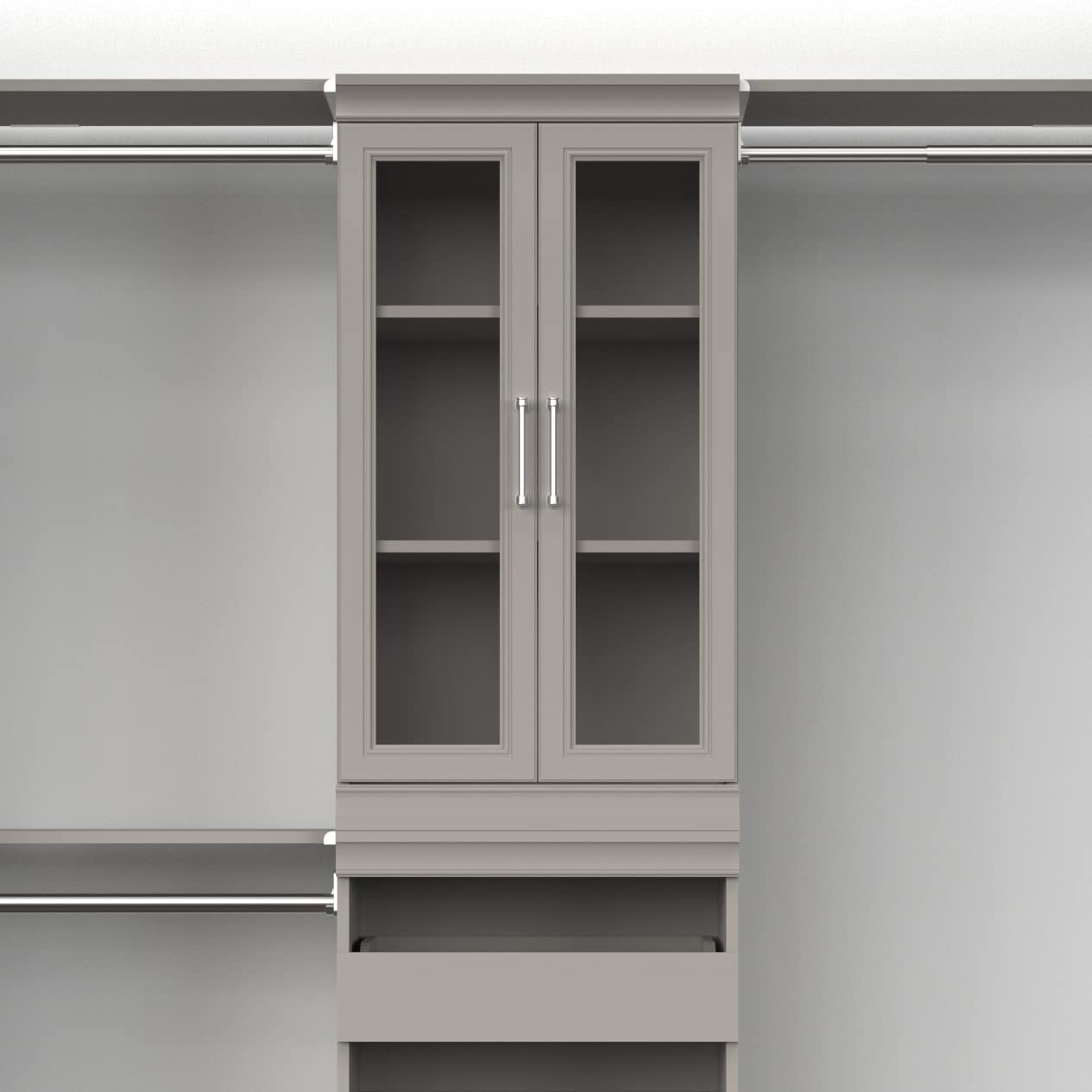 ClosetMaid Modular Storage Pair Set with 2 Glass Pane Doors - Wood Closet Organizer in Shaker Style, Taupe | Add-On Accessory for Shelf Units | Perfect for Bedroom, Closet & Home Organization