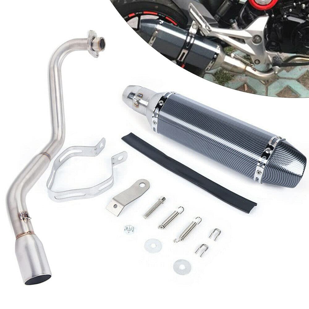 BJTDLLX Full Exhaust System Low Mount Muffler Pipe for Honda Grom MSX125 2013-2019 - Stainless Steel Side Pipe Tip with Accessories | Motorcycle Performance Upgrade & Street Riding Enhancement