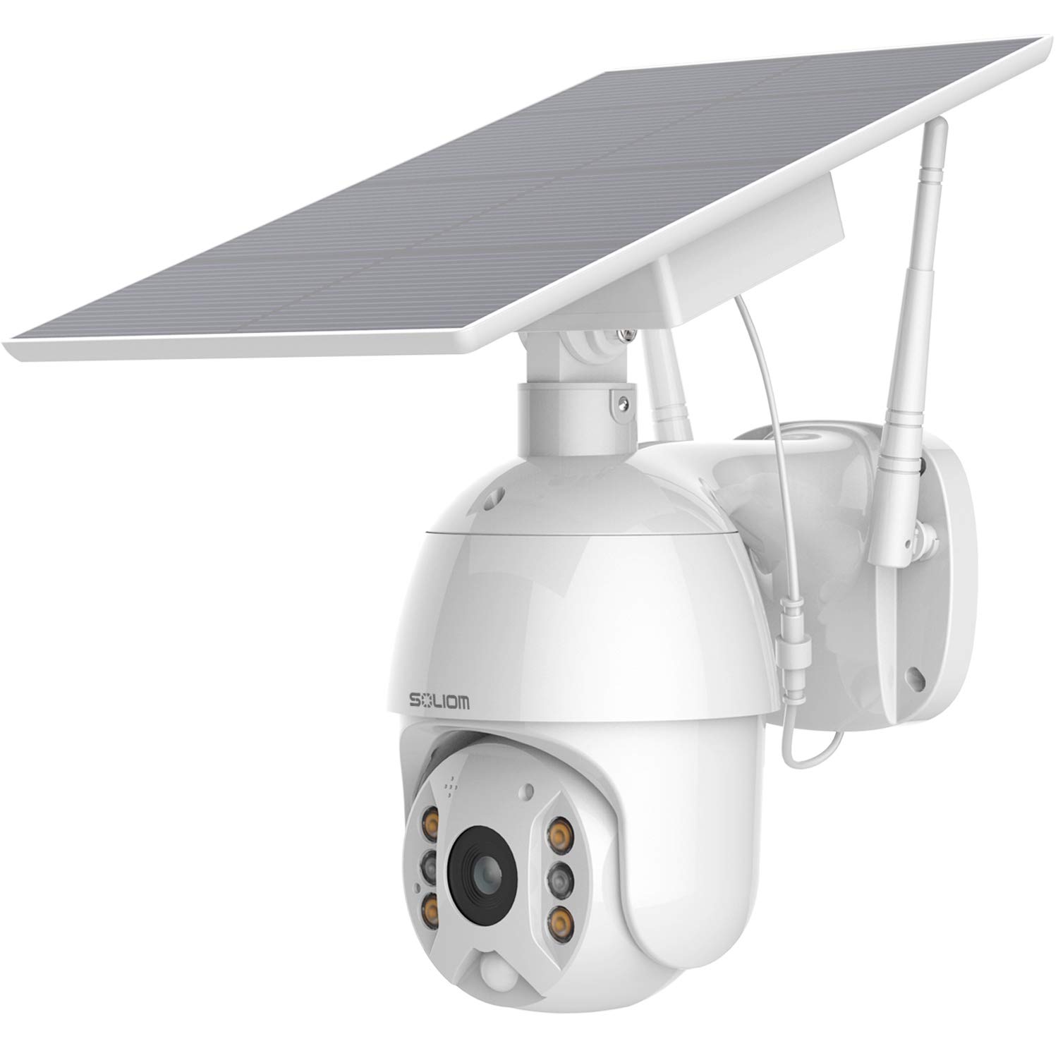 SOLIOM S600 Outdoor WiFi Security Camera - 360° Pan Tilt Solar Powered, Motion Detection, Color Night Vision, 2-Way Audio, IP65 Weatherproof - Ideal for Home Security, Yard Monitoring & Baby/Pet Watching