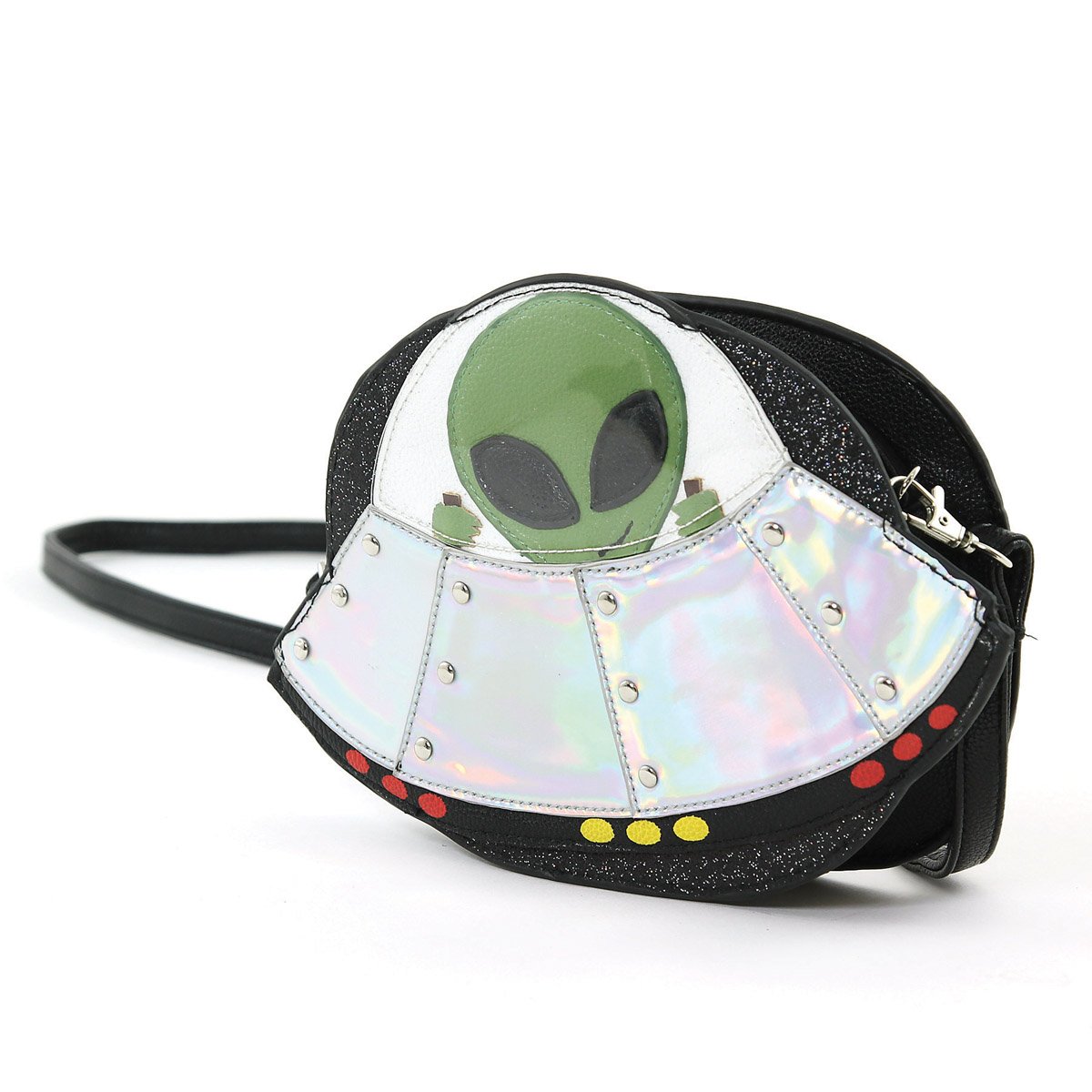 Sleepyville Critters UFO Alien Spaceship Crossbody Bag - Black Cute Cartoon Shoulder Purse for Women, Girls | Perfect for Cosplay, Comic Con, Halloween Costume & Daily Use