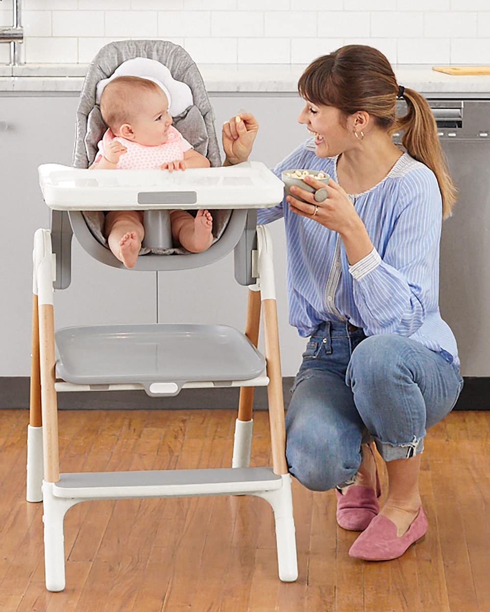 Skip Hop 2-in-1 High Chair - Convertible Sit-to-Step Toddler Booster Seat for Babies & Kids | Perfect for Dining, Kitchen & Travel Use