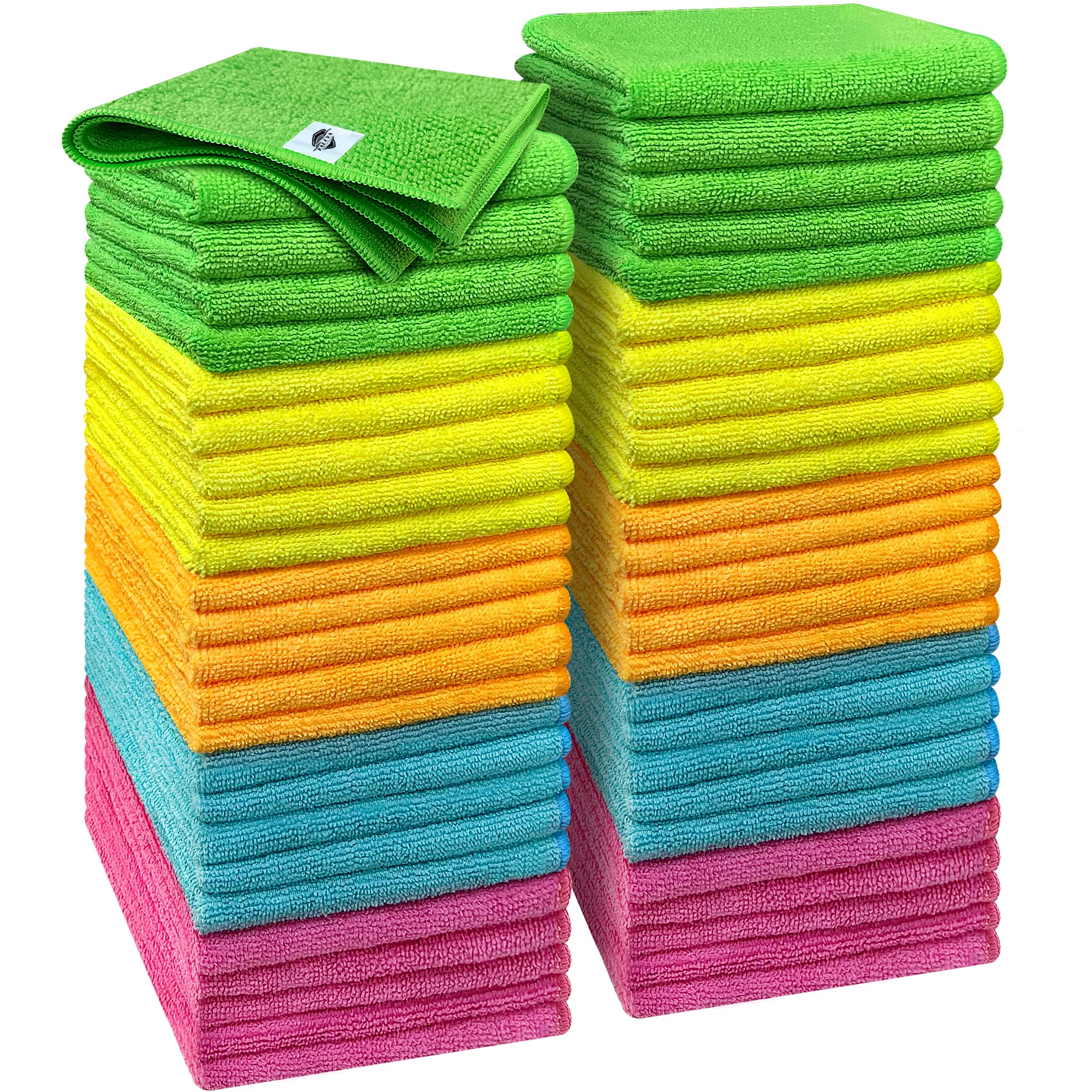FALEYA.WZW Microfiber Cleaning Cloths 50 Pack - 12x12 Inch Multipurpose Reusable Towels for Kitchen, Car, Bathroom - Dusting, Polishing & Cleaning Cloths (Great for Windows, Glasses & Electronics)