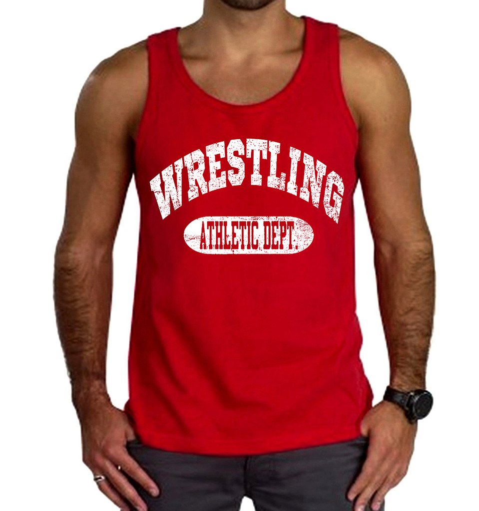 Men's Wrestling Athletic Performance Tank Top - Breathable Red Muscle Tee for Training & Competition | Gym, MMA, Workout & Sports