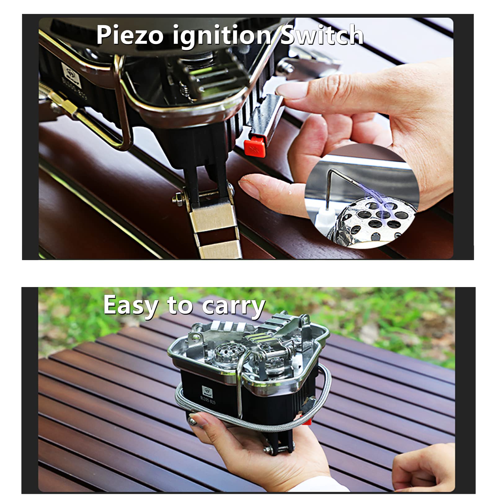 Portable Bulin Gas Camping Stove with Piezo Ignition - Foldable Outdoor Windproof Burner for Camping, Hiking, Backpacking & Picnics - Perfect for Cooking Meals in Nature
