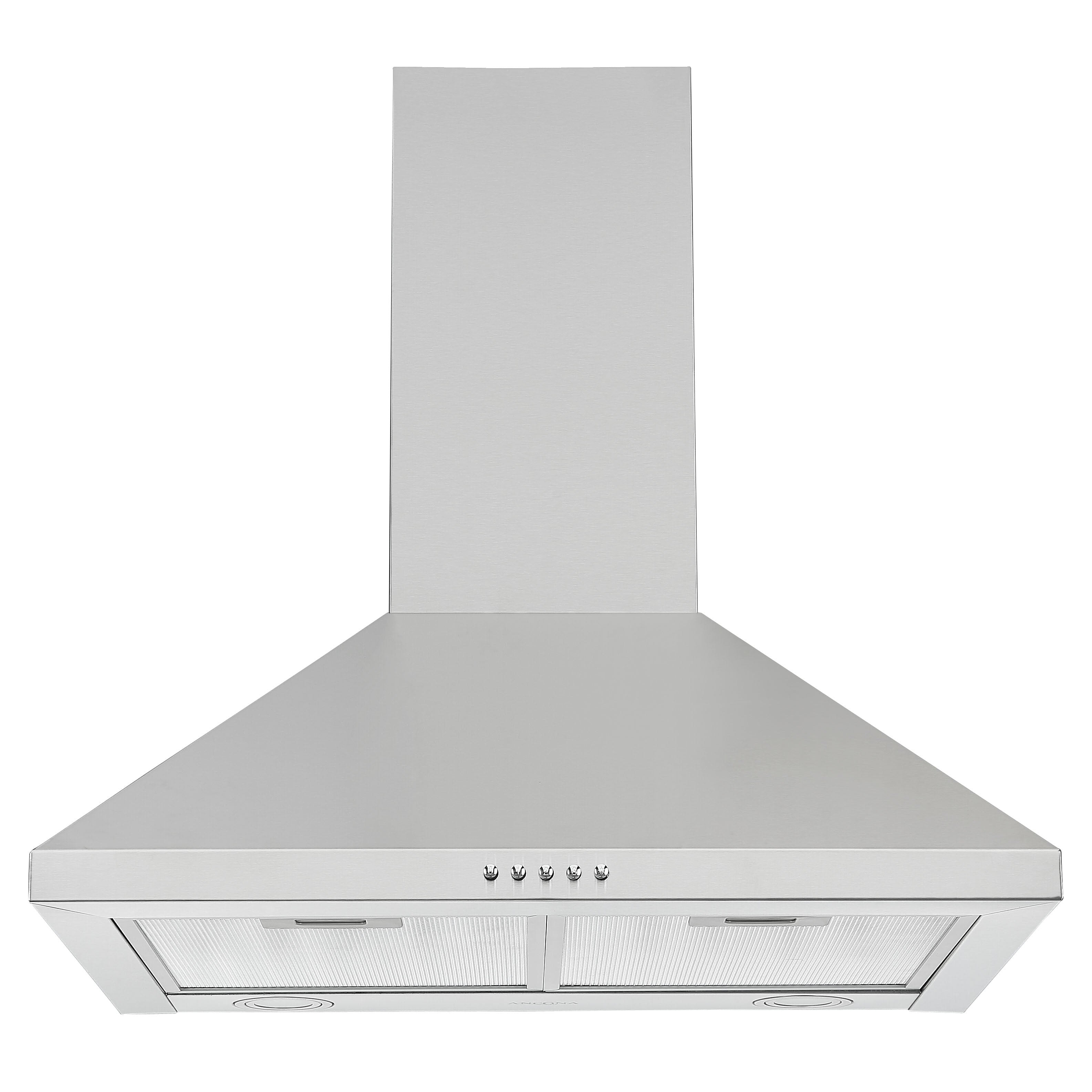24 Inch Stainless Steel Convertible Wall Mount Pyramid Range Hood - Powerful Kitchen Ventilation for Gas Stoves, Cooking, and Smoke Removal