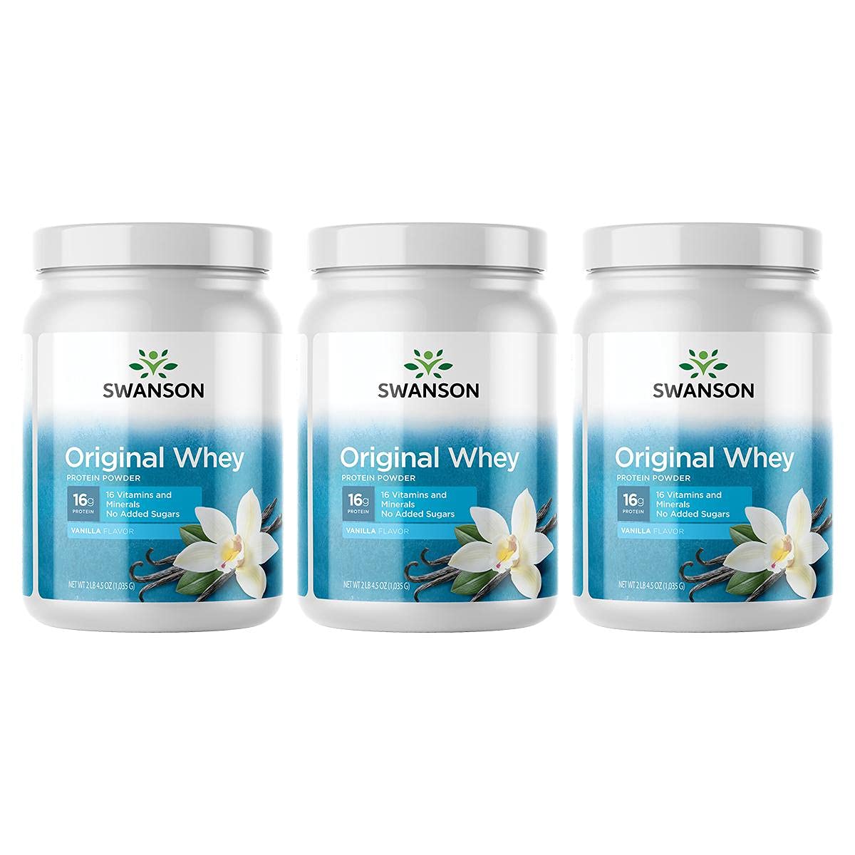 Swanson Original Whey Protein Powder with Vitamins - 2.2lbs (1kg) Muscle Recovery & Workout Supplement for Athletes & Fitness Enthusiasts - Post-Workout, Meal Replacement & Healthy Lifestyle Support (3-Pack)
