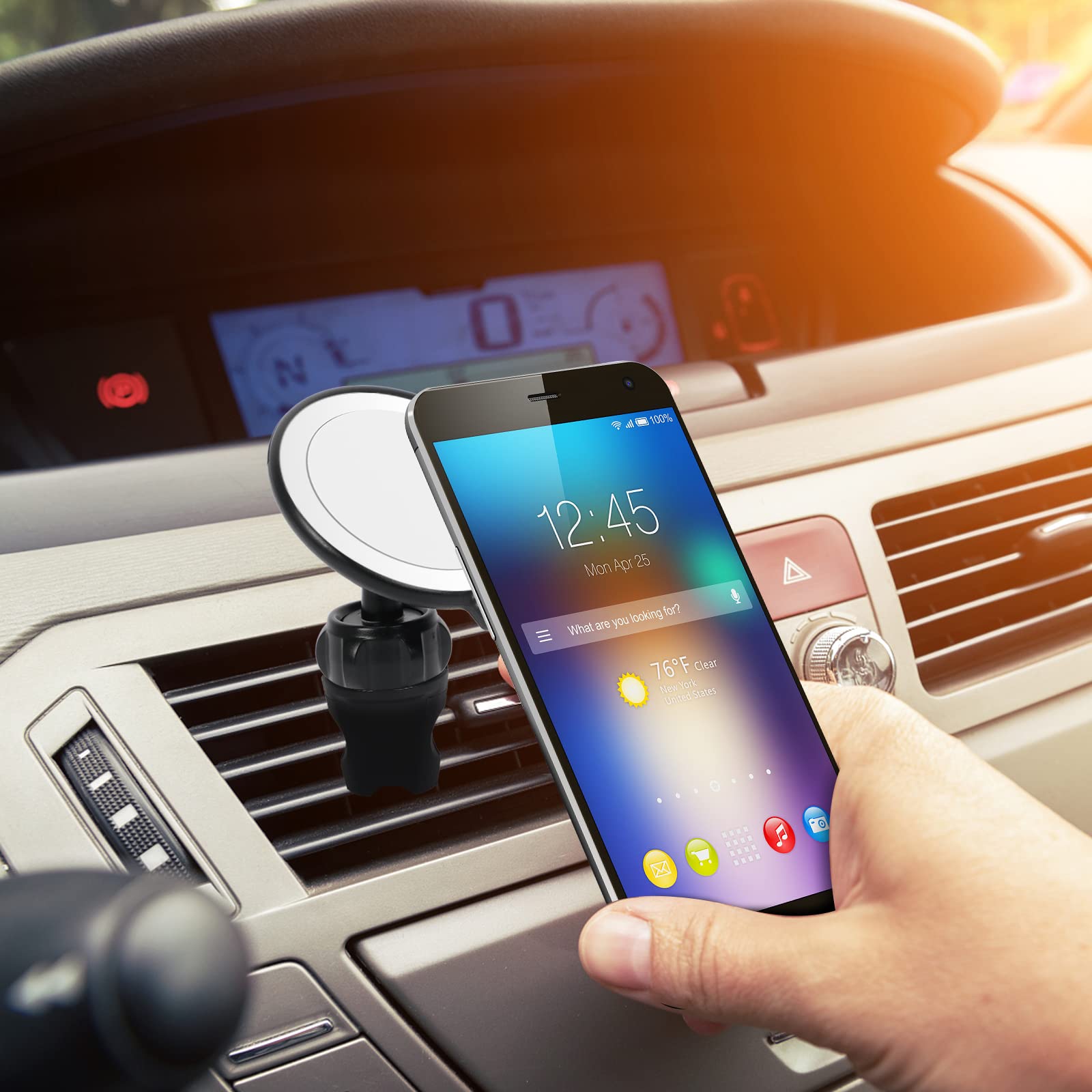 FYY Magnetic Car Phone Mount Holder for iPhone 14/13/12 Pro Max/Plus/Mini - Air Vent MagSafe Compatible Phone Stand (Charger Not Included) - Perfect for Hands-Free Driving & GPS Navigation