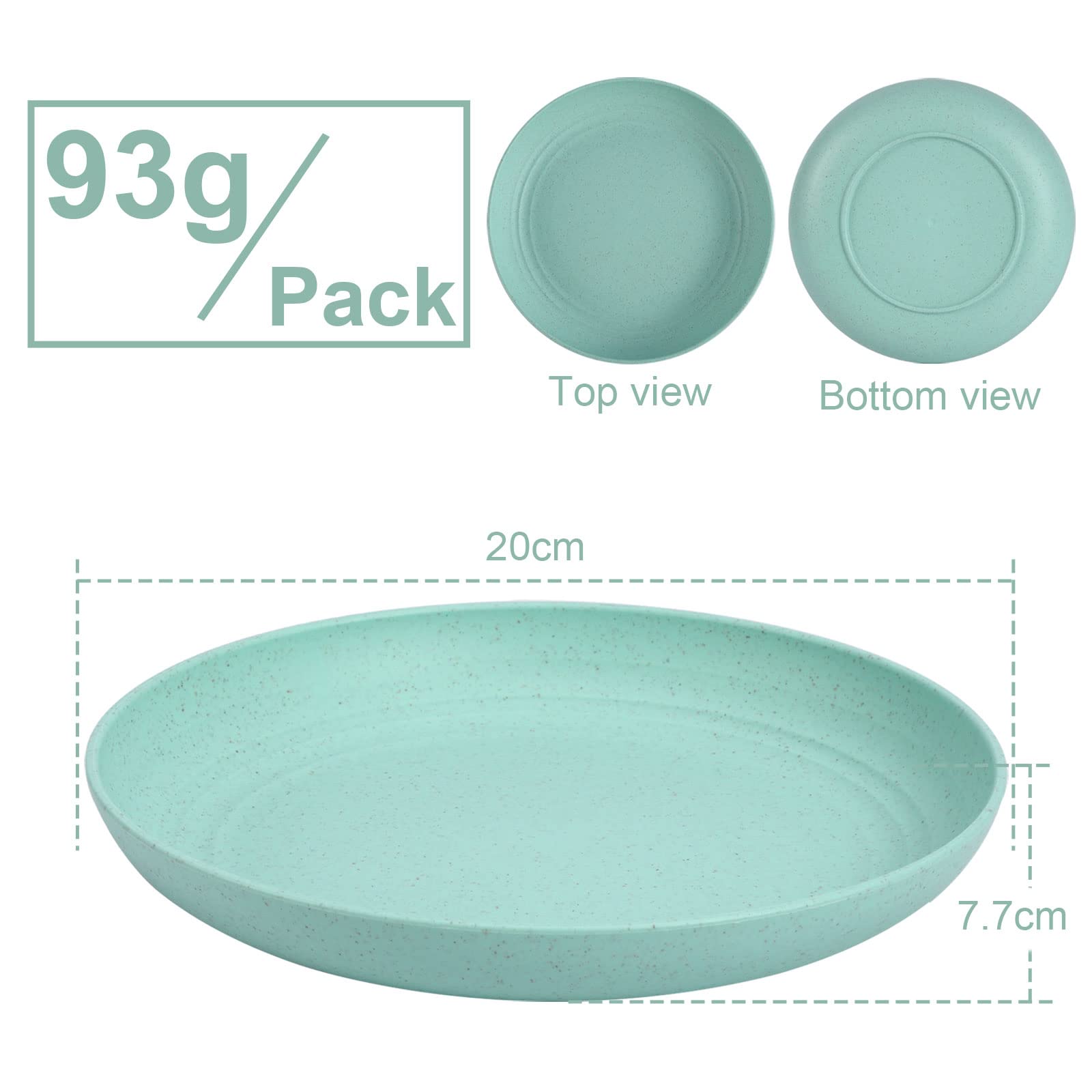 Eco-Friendly Wheat Straw Plates Set - 7.8 Inch Unbreakable Dinnerware, Microwave & Dishwasher Safe (4 Pack) - Perfect for Picnics, Camping, Parties & Everyday Use