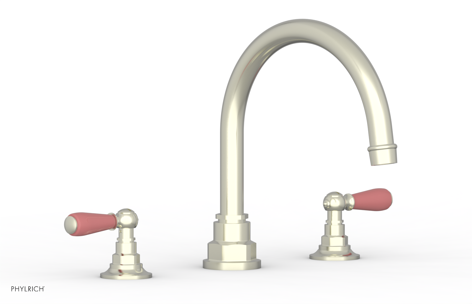 Jamestown Deck Tub Set with Lever Handles & Pink Accents - 165