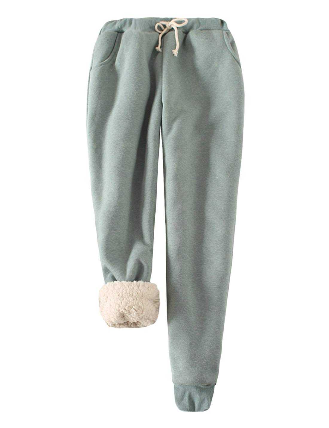 Women's Winter Warm Sherpa Lined Sweatpants - Fleece Lined Joggers for Women, Cozy Athletic Lounge Pants with Elastic Waistband - Perfect for Running, Yoga, and Cold Weather Comfort