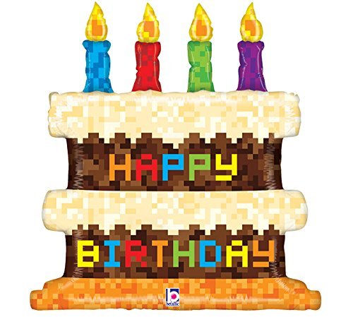 Minecraft Birthday Party Decorations - Pixelated Cake & Game Controller TNT Balloon Bouquet Set for Video Game Themed Parties | Perfect for Kids' Birthday Decor, Gaming Events & Minecraft Fan Celebrations