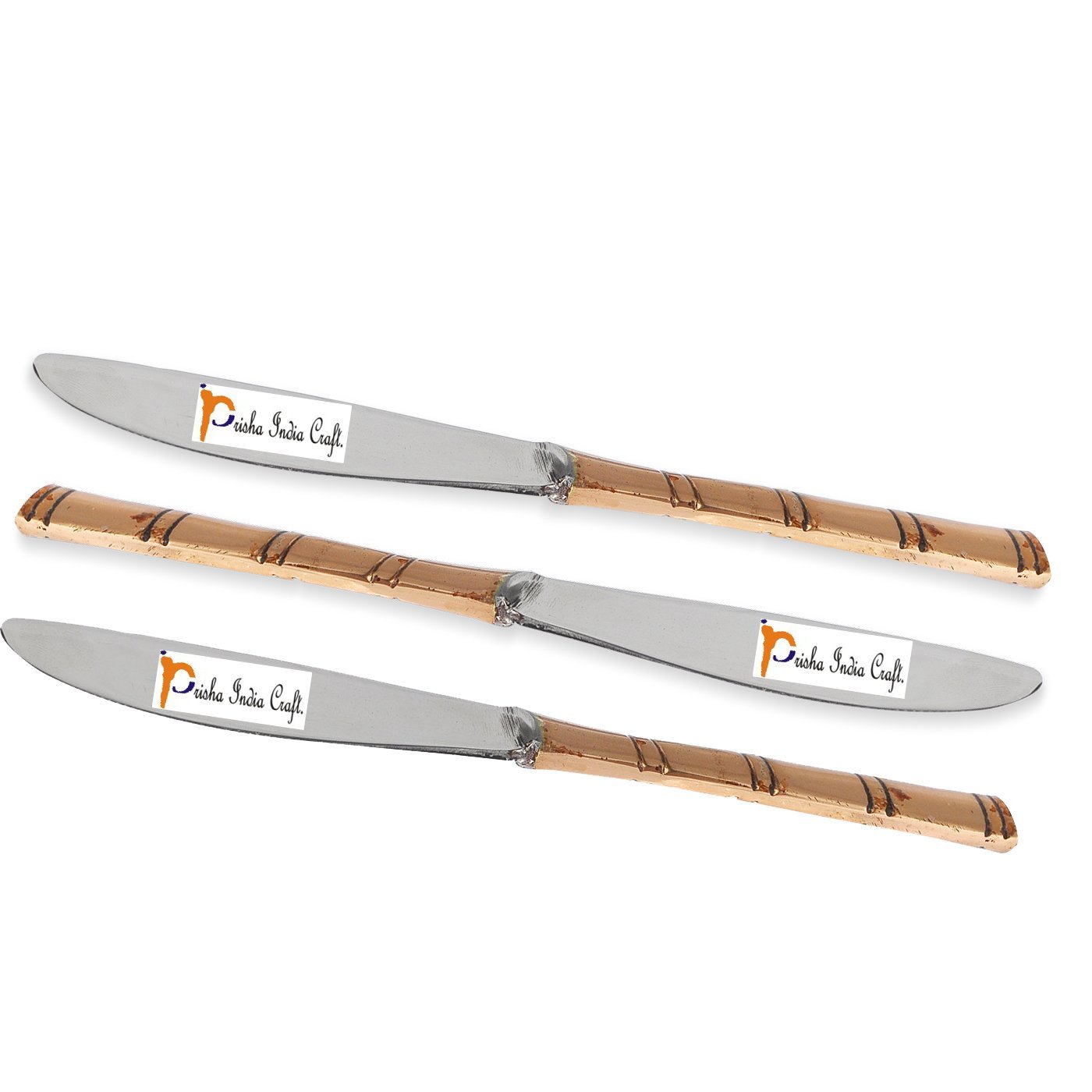 Premium Set of 3 Handmade Stainless Steel & Copper Knives - 7.25