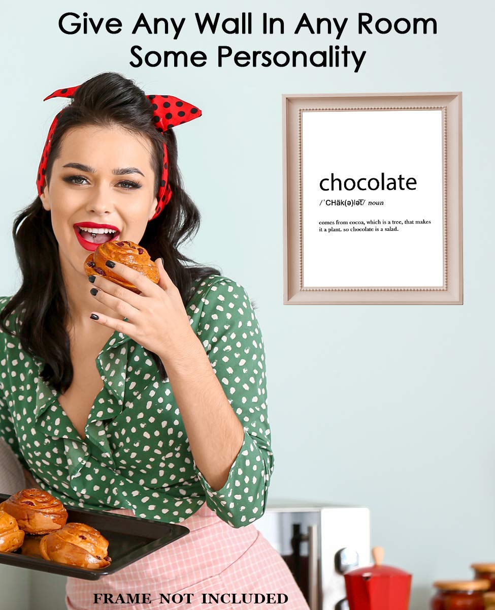Funny Farmhouse Kitchen Wall Art - 8x10 Unframed Chocolate Definition Print, Aesthetic Decor for Coffee Bars & Country Style Kitchens