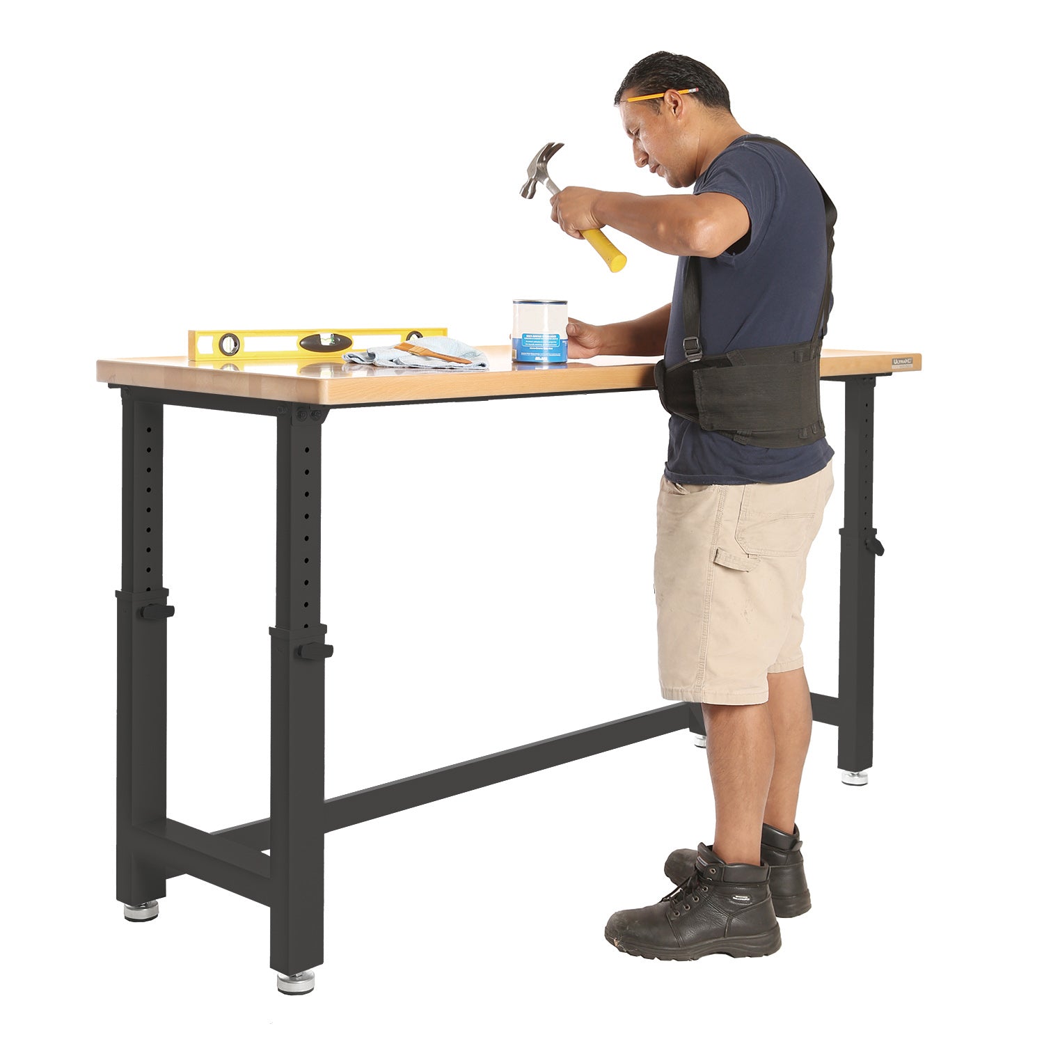 UltraHD® Adjustable Height Workbench - Graphite Finish, Ergonomic Standing Desk for Home Office & Workshop, Perfect for DIY Projects & Professional Workspaces