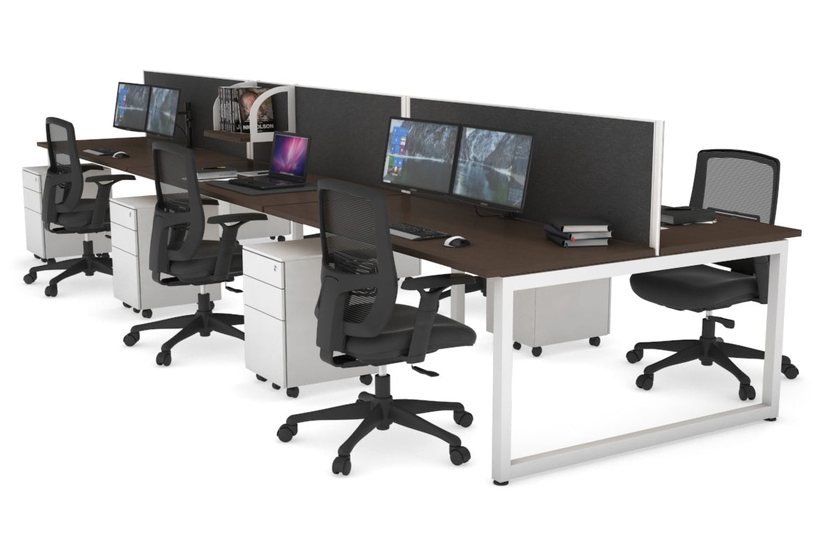 Quadro Loop Legs 6-Person Office Workstation Desk [1800L x 700W] - Modern Collaborative Workspace Solution for Team Projects & Open Office Layouts