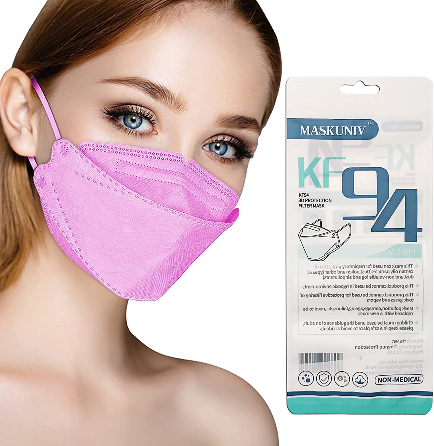 KF94 Face Mask for Adults - 3D Protective Dust Mask, 4-Ply Disposable Face Cover - Ideal for Daily Use, Travel & Public Safety Protection