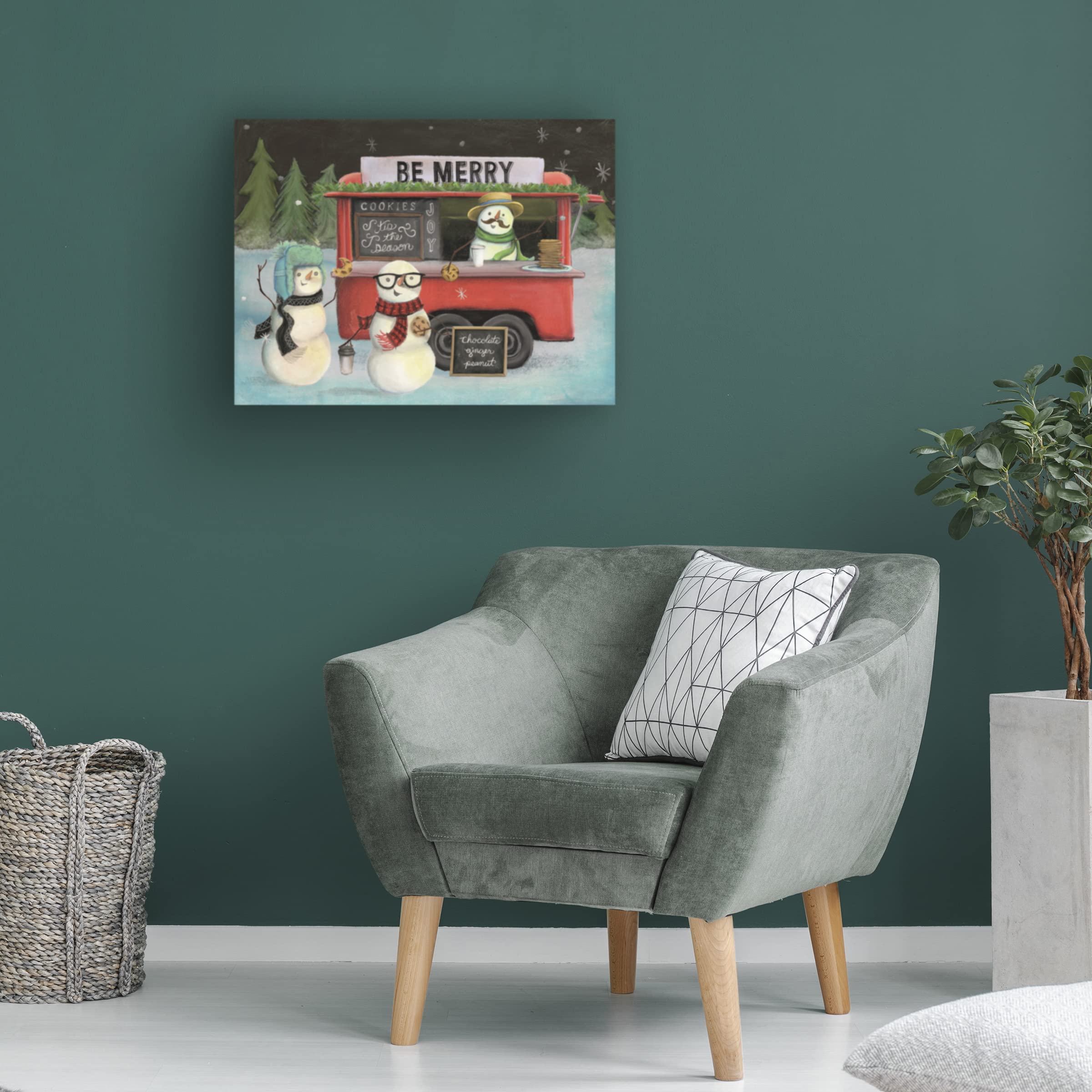 Trademark Fine Art 'Christmas on Wheels III Light' Canvas Wall Art by Mary Urban - Holiday Home Decor for Living Room, Bedroom & Office