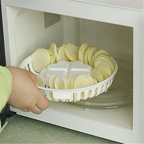 Bluelover Kitchen Microwave Apple Potato Vegetable Crisp Chip Slicer Maker - Easy & Fast Homemade Snacks for Healthy Chips, Fries, and Veggie Chips - Perfect for Parties, School Lunches, and Family Snack Time