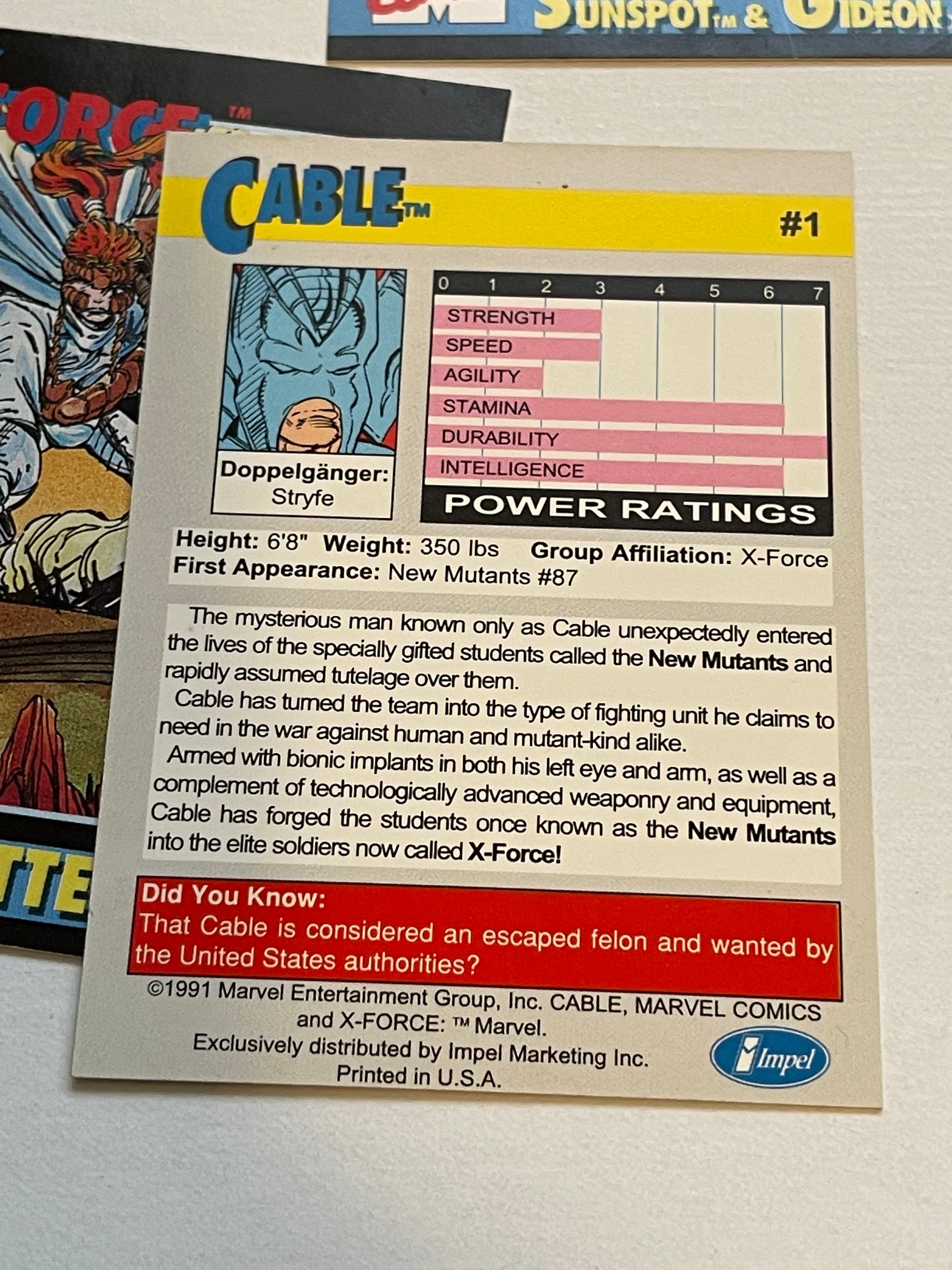 X-Force Marvel Comics Insert Set 1991 - Rare Collectible Cards for Superhero Fans & Comic Book Enthusiasts | Perfect for Display, Trading & Nostalgic Gift Giving