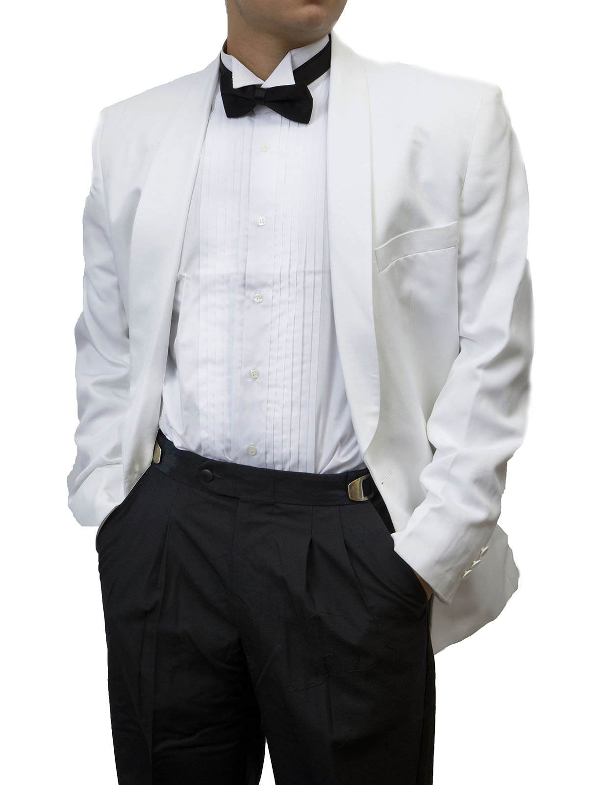 Men's Adjustable Black Tuxedo Pants with Satin Stripe - Formal Dress Pants for Weddings, Prom & Evening Events