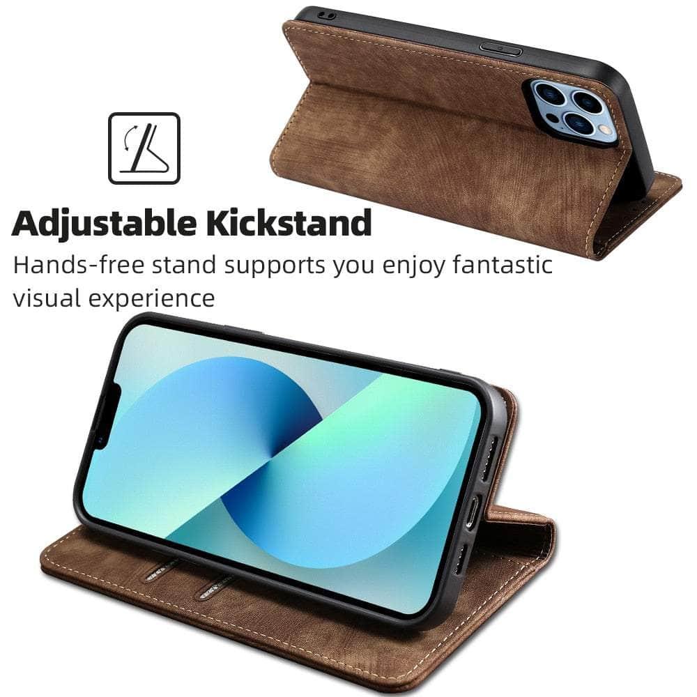 Premium Vegan Leather Case for iPhone 15 Plus - Slim Protective Cover with Card Slots | Perfect for Business Professionals & Office Use