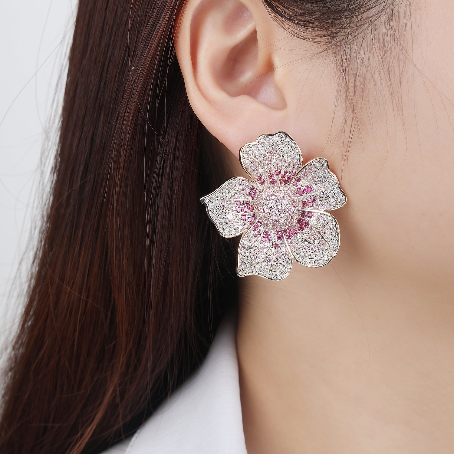 Trendy Zircon Flower Stud Earrings for Women - Elegant Gift for Girls' Gatherings & Parties CE11813 | Perfect for Weddings, Date Nights & Special Occasions
