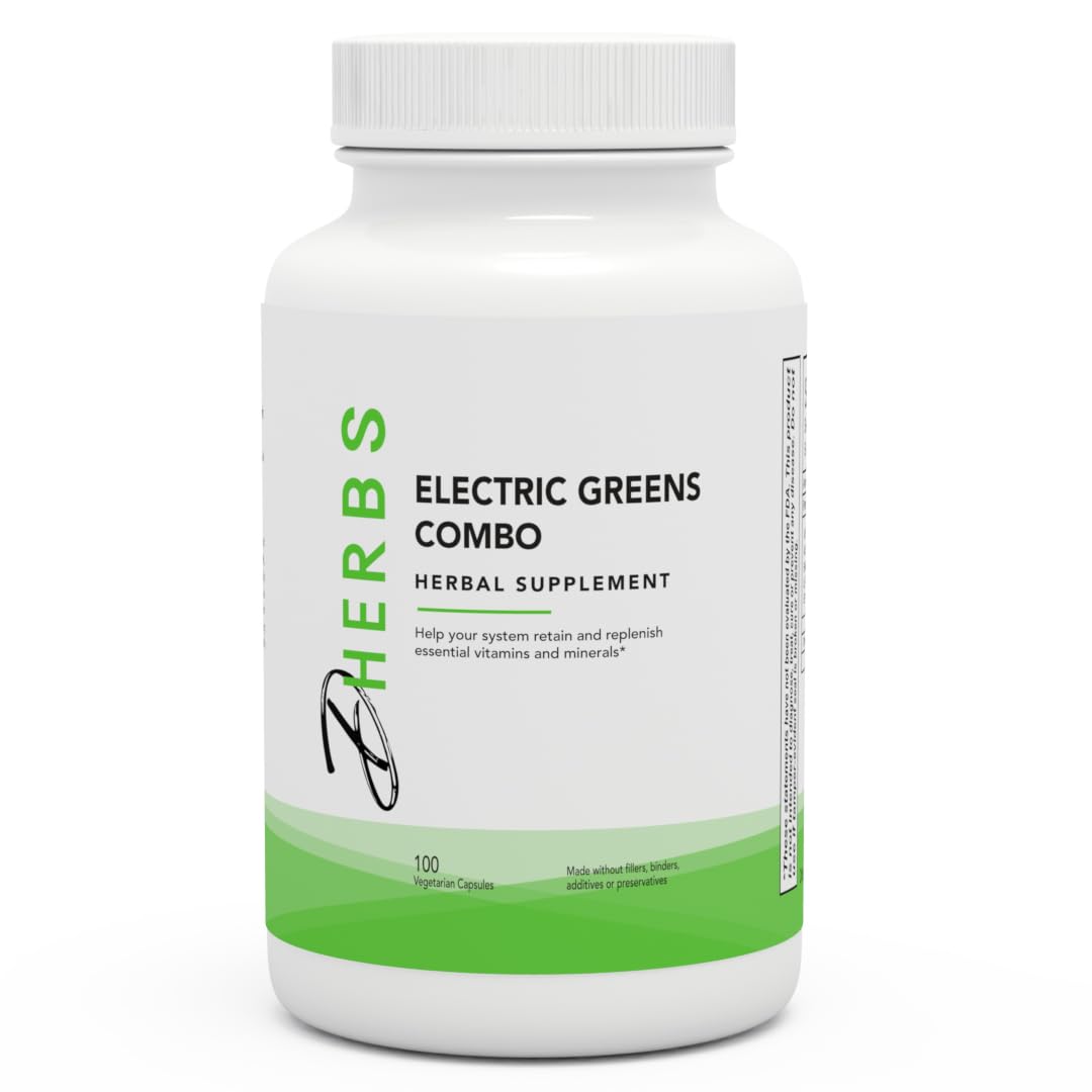 Dherbs Electric Greens Combo - 100 Count Bottle | Superfood Supplement for Energy & Detox | Perfect for Smoothies, Juices & Daily Wellness Routine