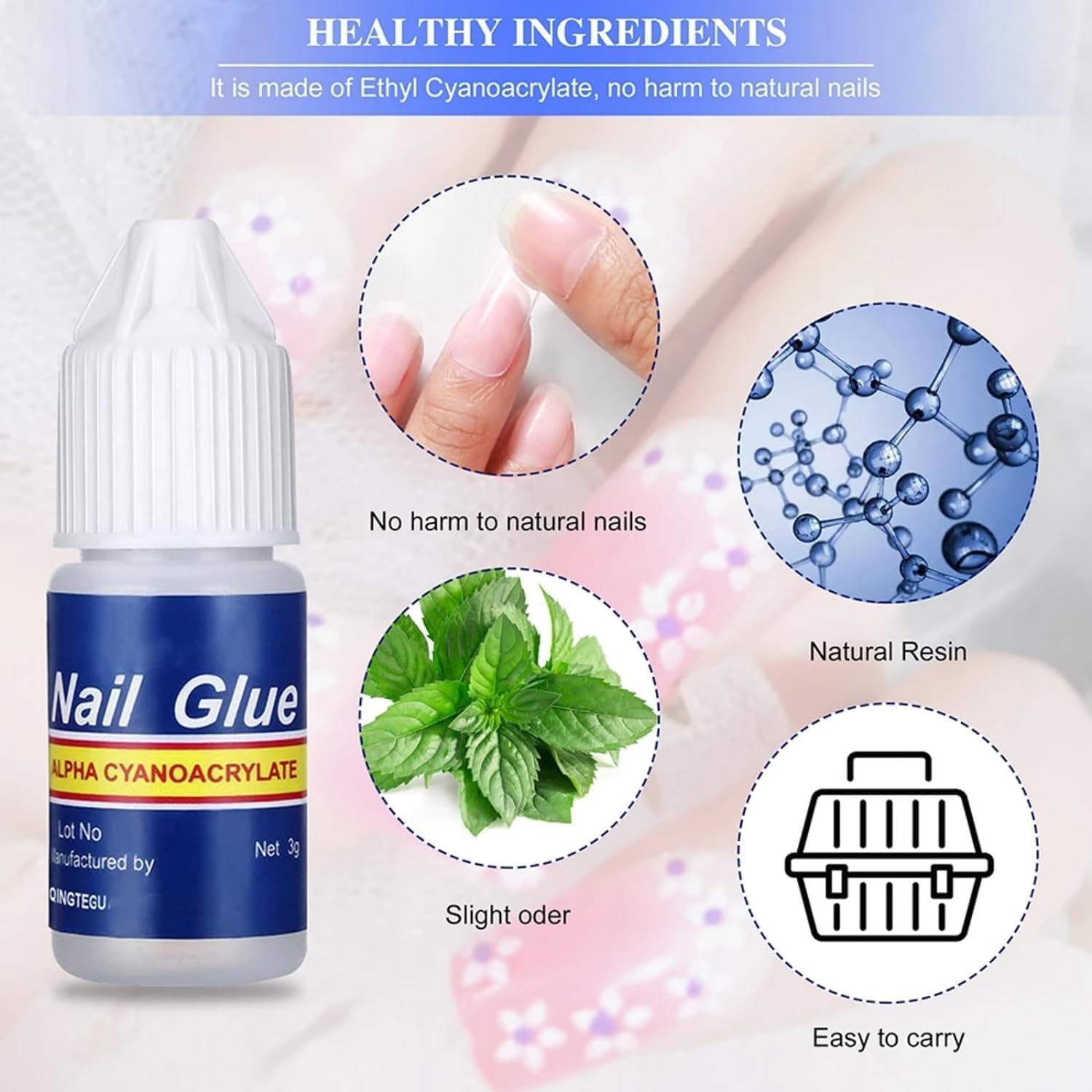 Premium Reusable Fake Nails Kit with Glue - 100pcs Full Cover Acrylic Nail Tips Set for Women (2 Pack, White) | Professional Manicure, Salon Quality, Party & Wedding Nail Art Accessories
