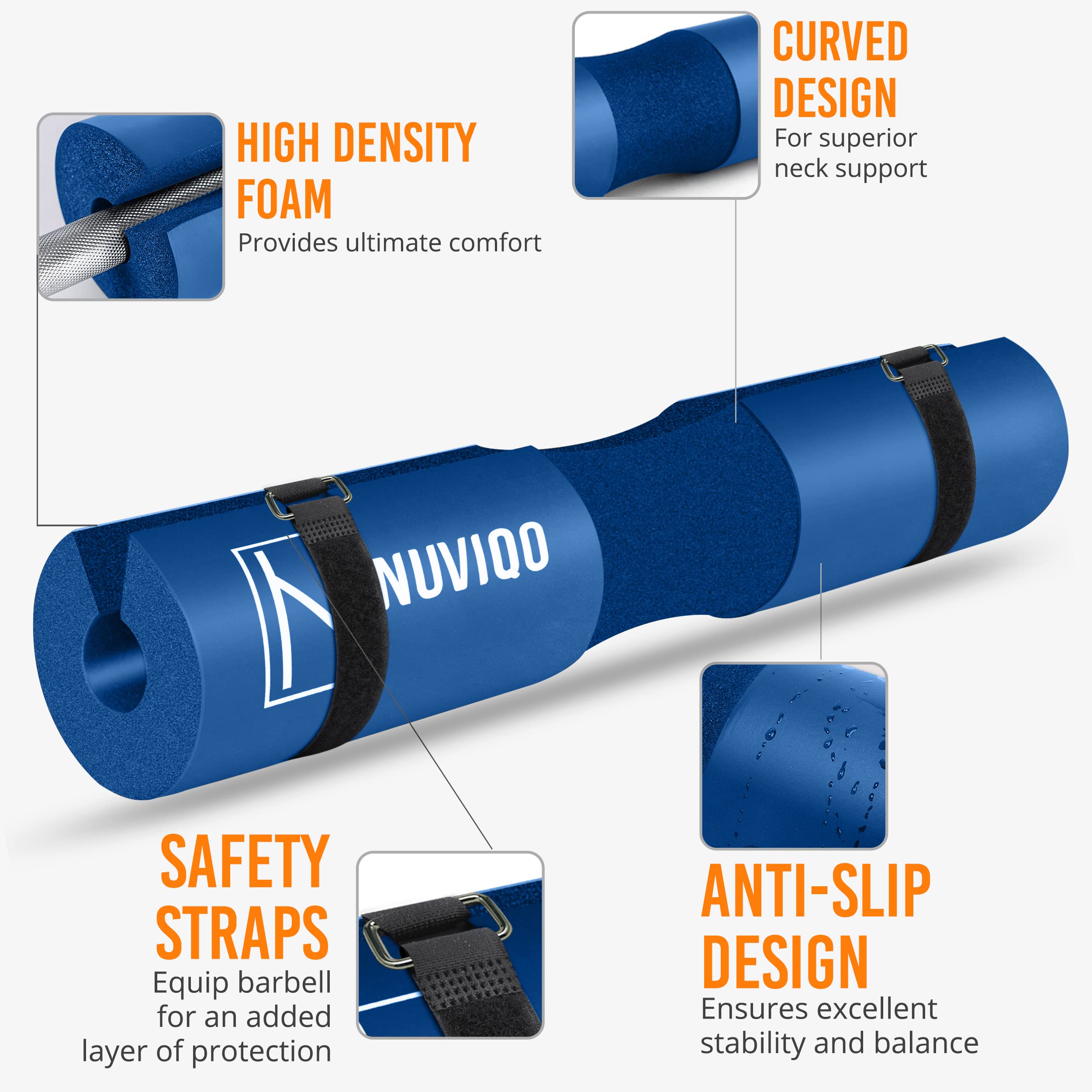Barbell Pad for Squats and Lunges - Hip Thrust Cushion for Standard & Olympic Bars - Neck & Shoulder Support for Weightlifting - Perfect for Home Gym, CrossFit, and Strength Training