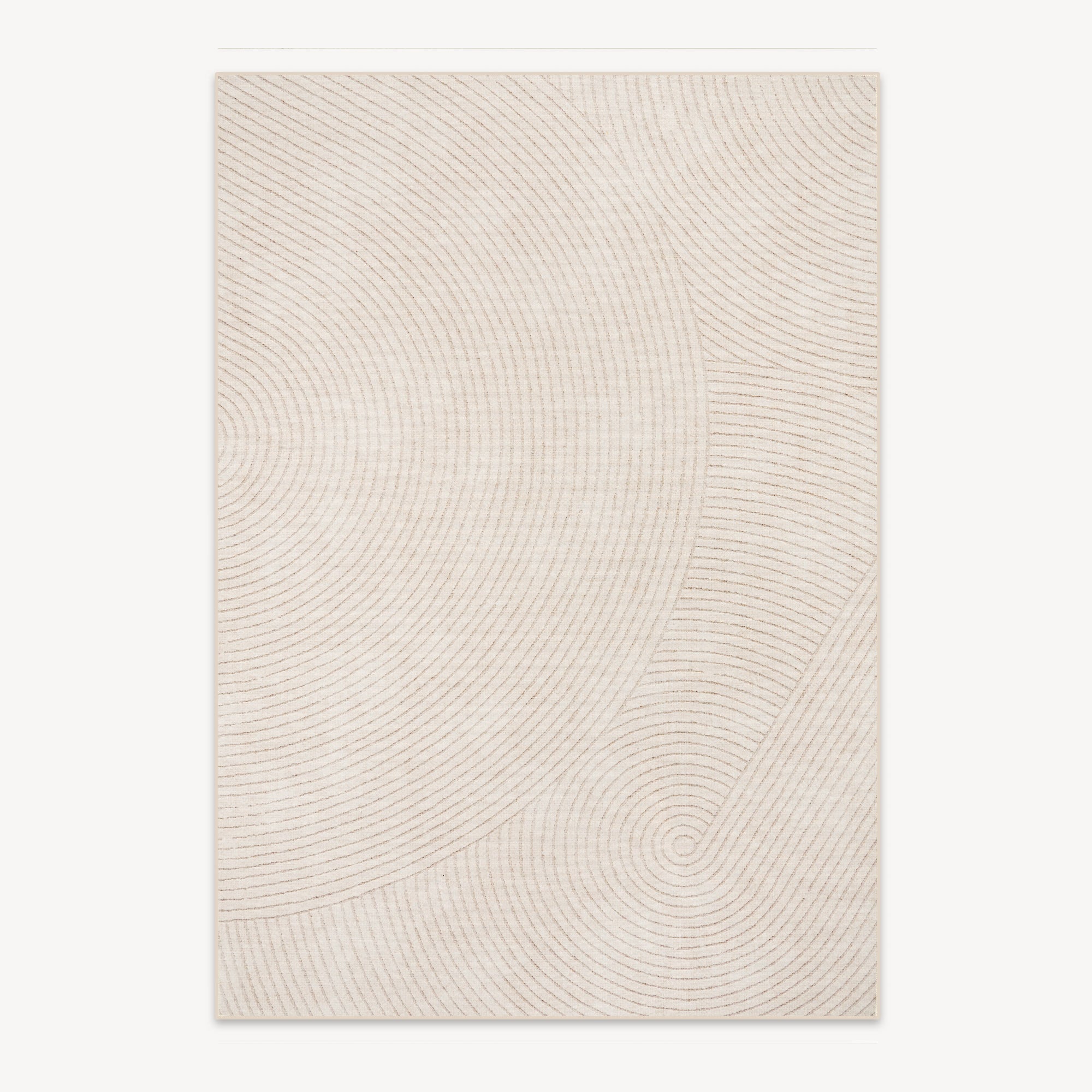Easy Clean Beige Zen Spiral Spillproof Pet-Friendly Minimalist Area Rug for Living Room - Stain Resistant & Non-Slip - Perfect for Home Decor, Yoga Space, and Pet Play Area