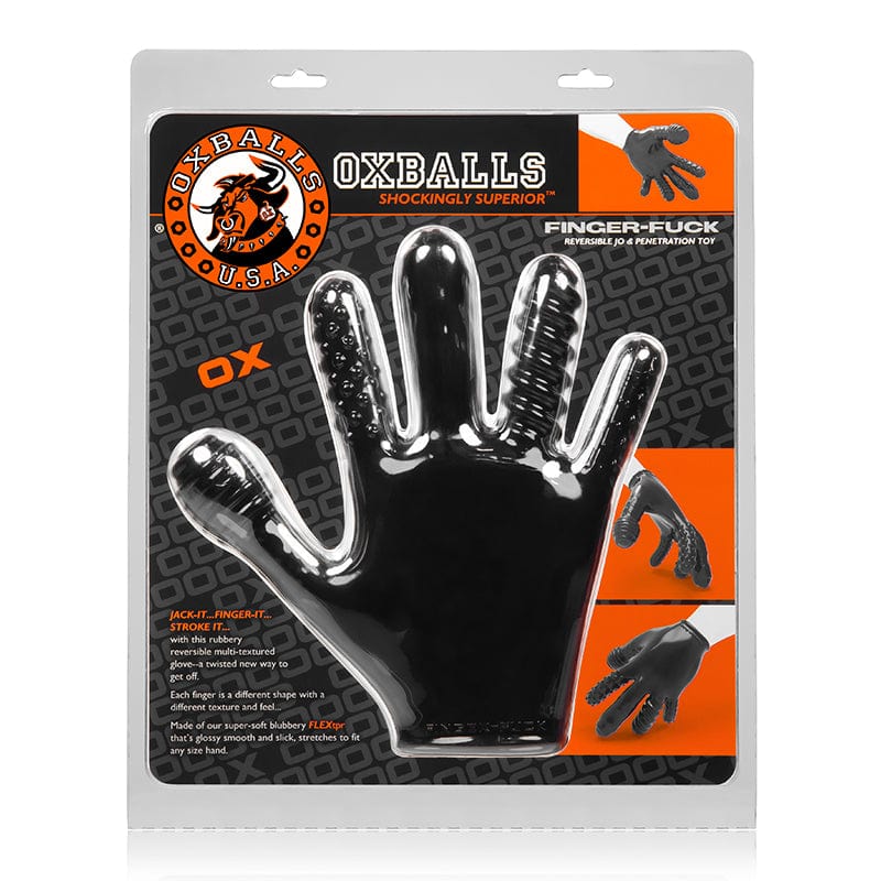 OxBalls Finger Fuck Glove - Black Pleasure Glove for Enhanced Sensation & Intimate Play | Perfect for Couples & Solo Exploration