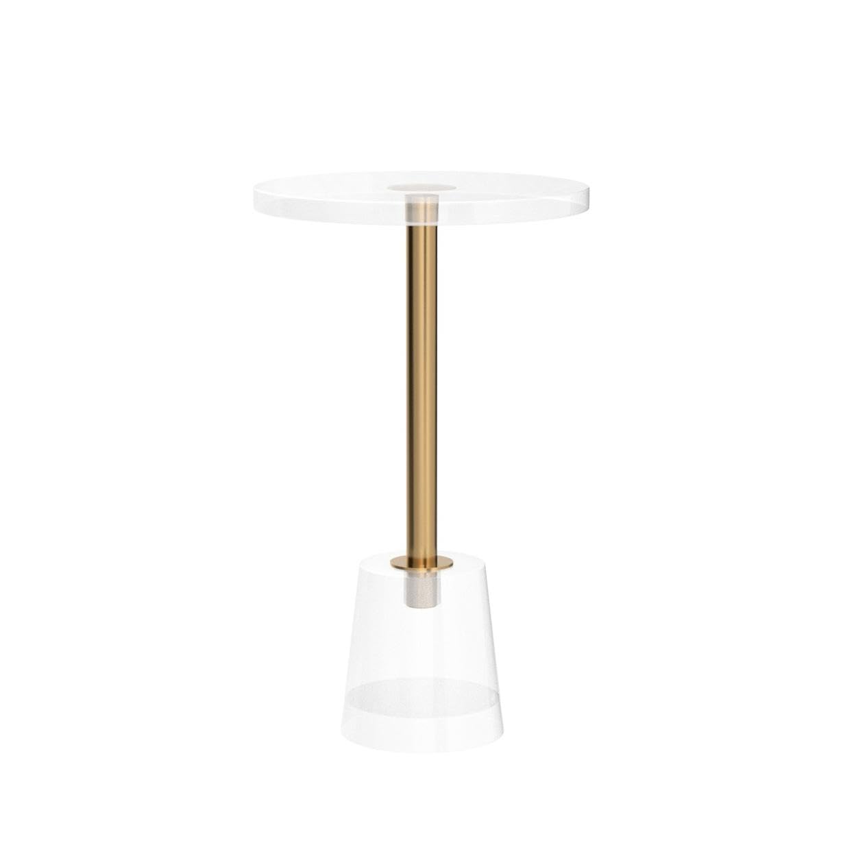 LIKENOW Clear Acrylic Side Table - Modern Small Round End Table with Gold Post for Living Room, Bedroom, Office | Perfect Nightstand for Drinks, Snacks & Decor | Easy Assembly & Stylish Home Accent