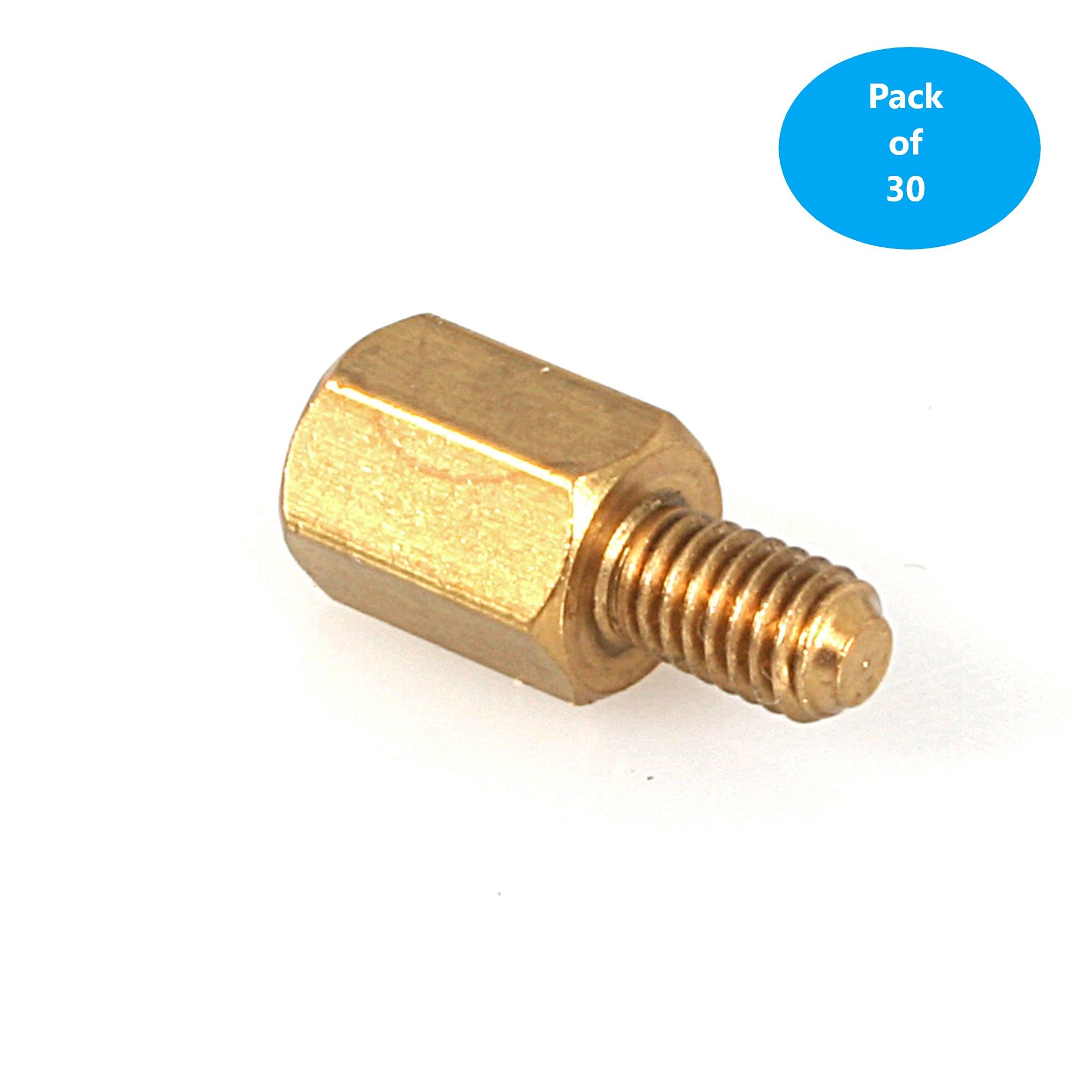 #6-32 Brass Motherboard Standoffs for ATX Computer Case - 30-Pack (SCW-632ATX) | Secure Mounting for PC Builds & Computer Upgrades