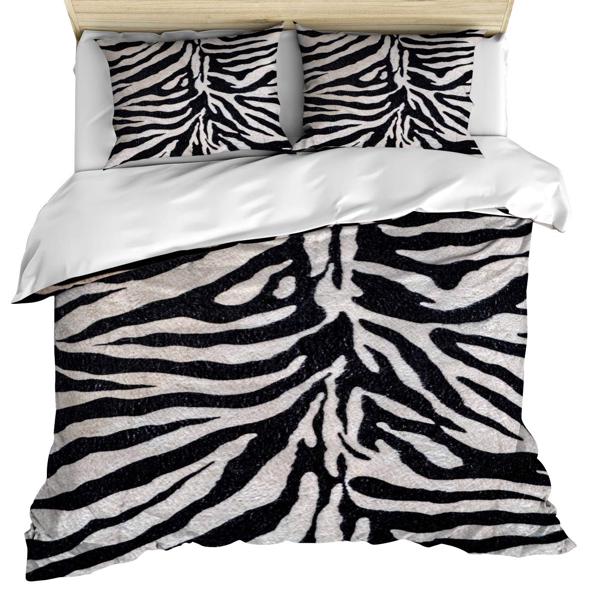 3 Piece Zebra Print Duvet Cover Set - Twin Size Soft Microfiber Bedding with Comforter & 2 Pillowcases | Black & White Striped Animal Print | Perfect for Kids Rooms, Guest Bedrooms & Modern Home Decor
