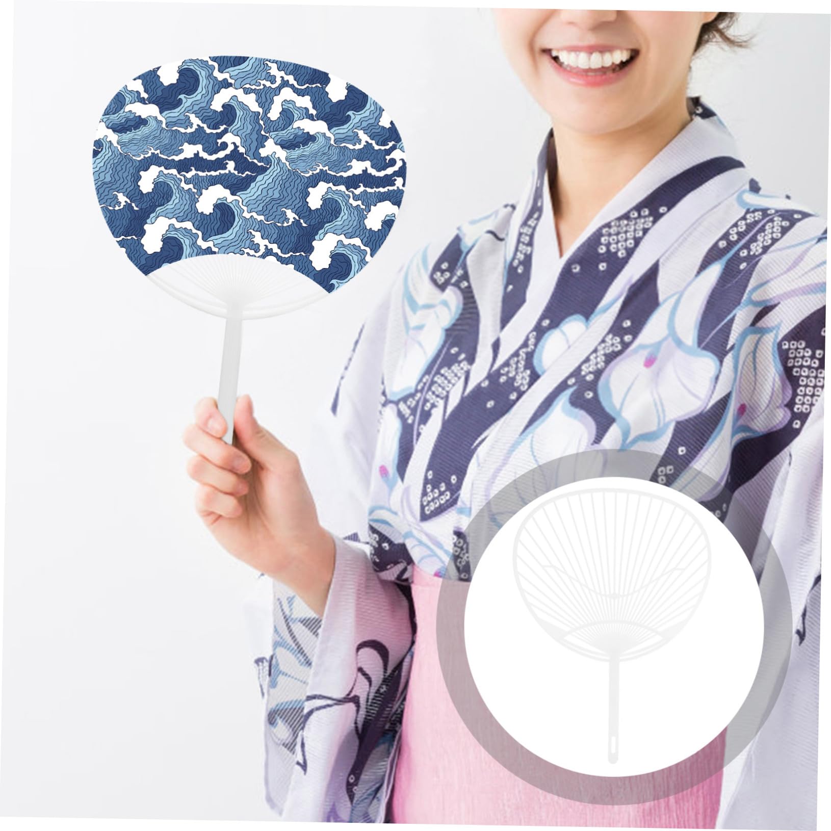 SUPVOX 20pcs DIY Uchiwa Fan Kit - Japanese Handheld Paper Fan for Crafts & Decor