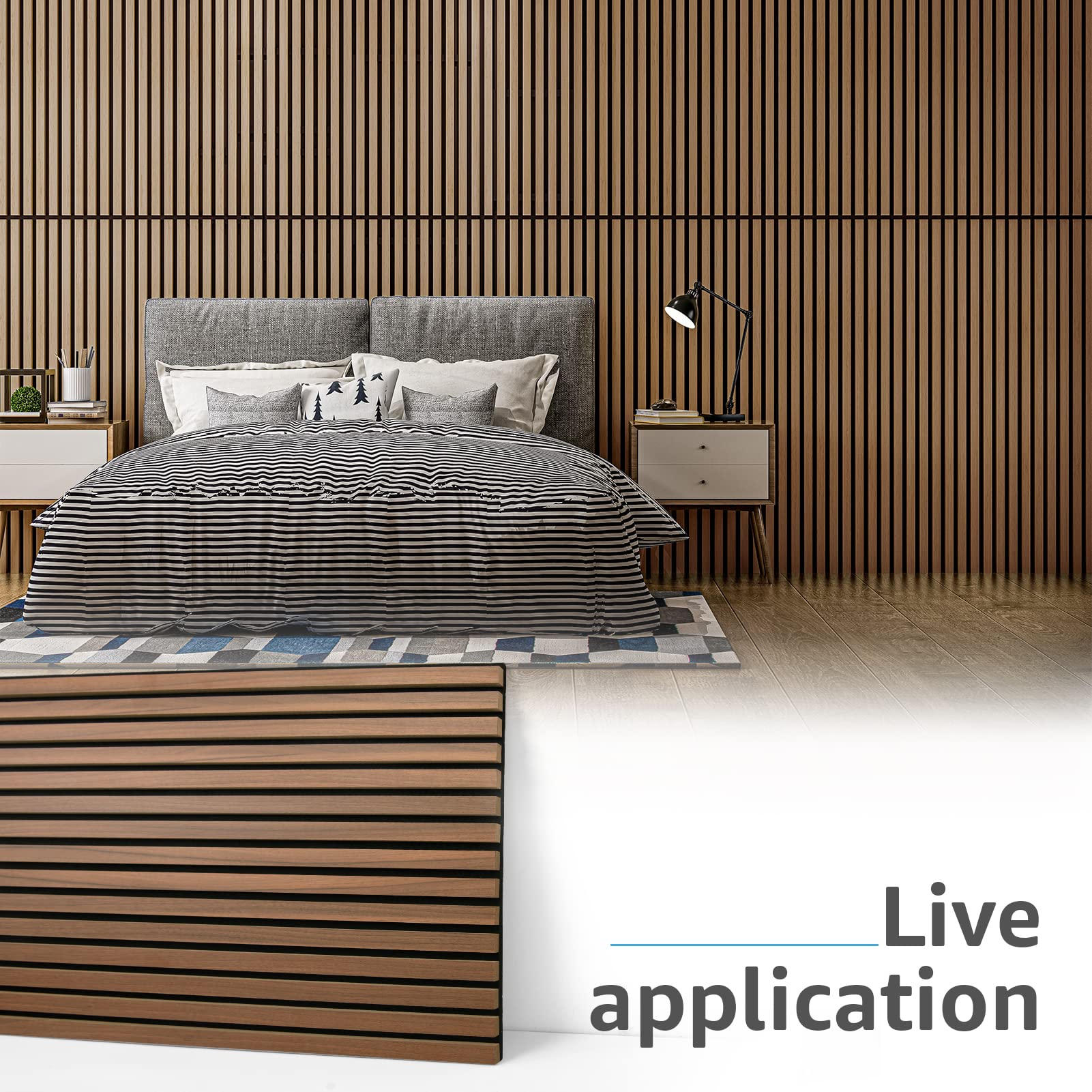 Art3d 2-Pack Wood Slat Acoustic Panels for Wall & Ceiling - 3D Fluted Sound Absorbing Panels with Natural Walnut Finish - Perfect for Home Theater, Office & Studio Soundproofing