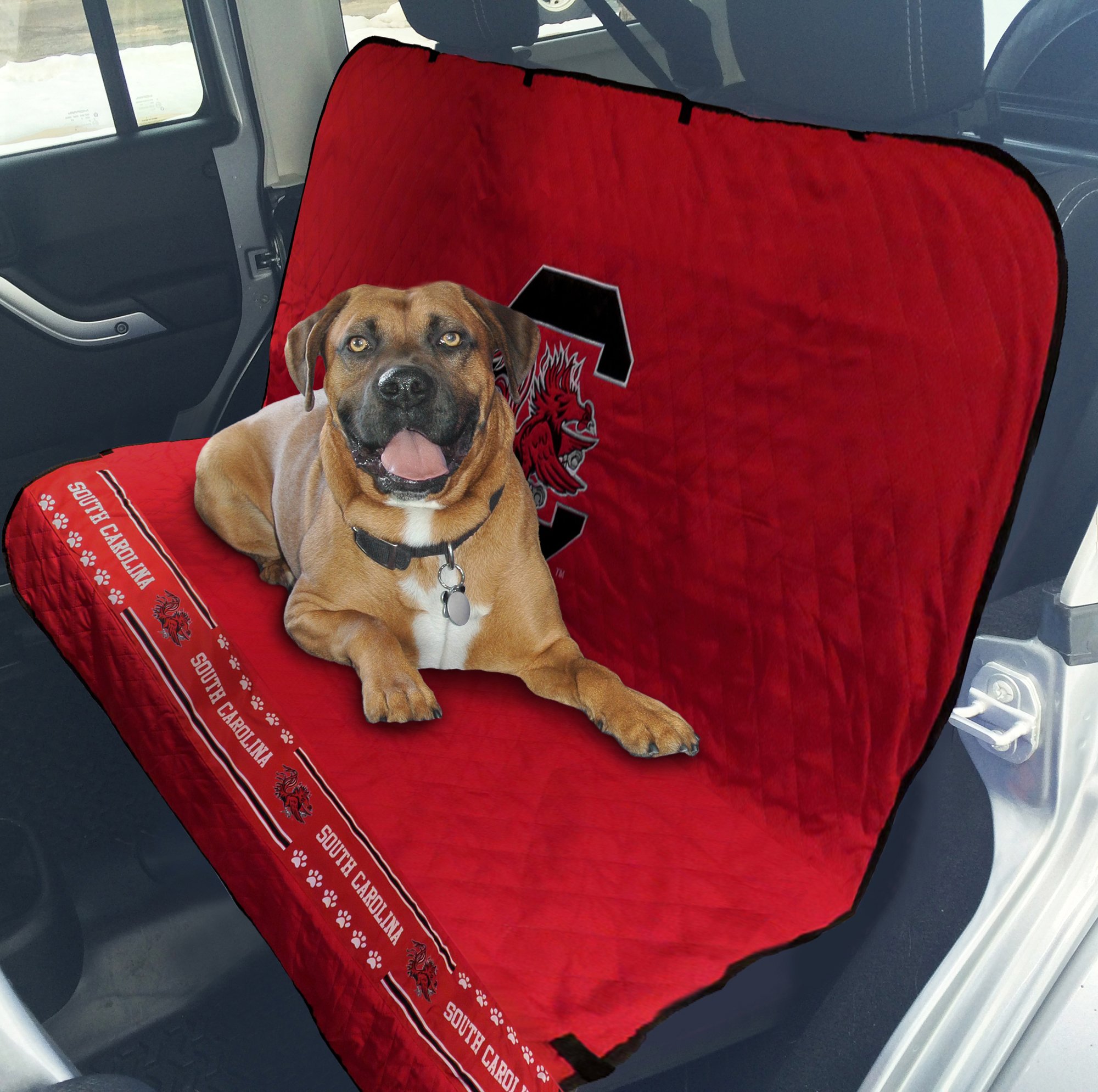 South Carolina Gamecocks Pet Car Seat Cover for Dogs & Cats - Waterproof & Nonslip Vehicle Seat Protector - Perfect for Travel, Road Trips, and Game Day Adventures