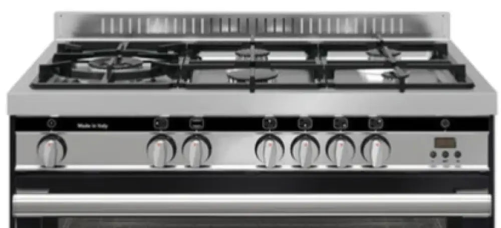 Glem GA965GGXN 90cm Gloss Black Steel Gas Cooker - Professional 5 Burner Stove for Home Kitchen, Restaurant & Outdoor Cooking
