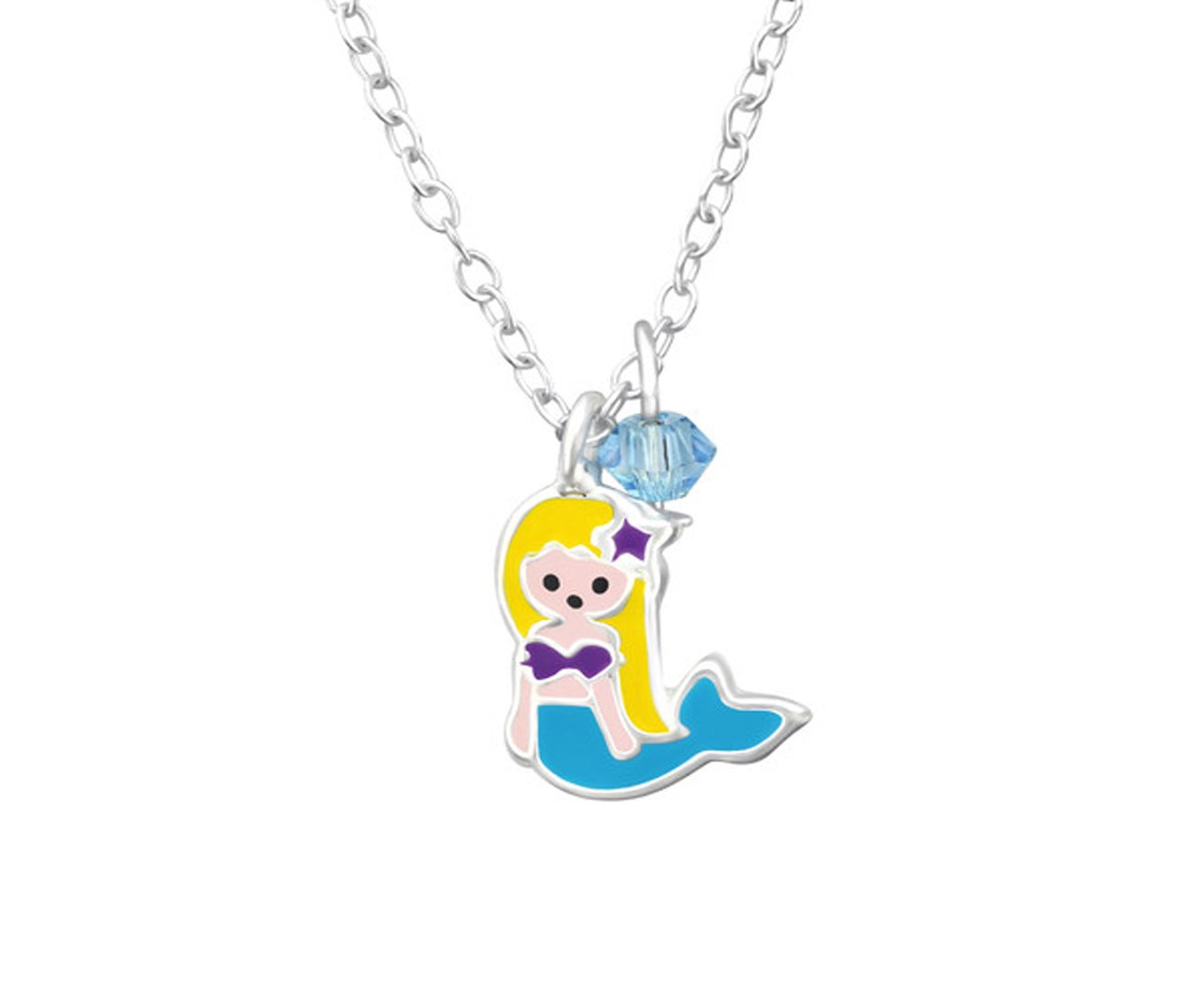 Swarovski Crystal Silver Mermaid Necklace for Kids - Perfect for Birthday Gifts, Parties & Dress-Up Play