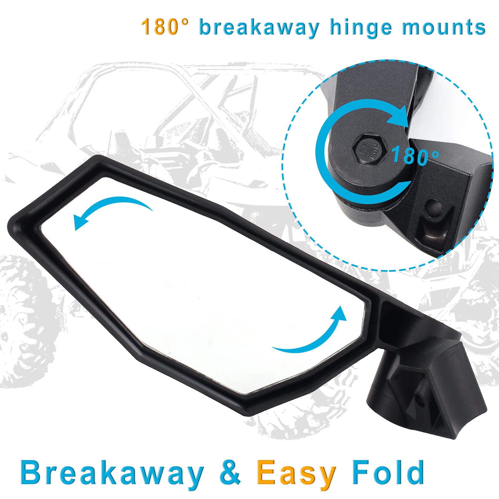 Polaris RZR Pro XP R/Turbo R 4 Side Mirrors (2020-2023) - CPOWACE Adjustable HD Folding Rear View Racing Mirrors - Replacement for 2883762 - Perfect for Off-Roading & Trail Riding