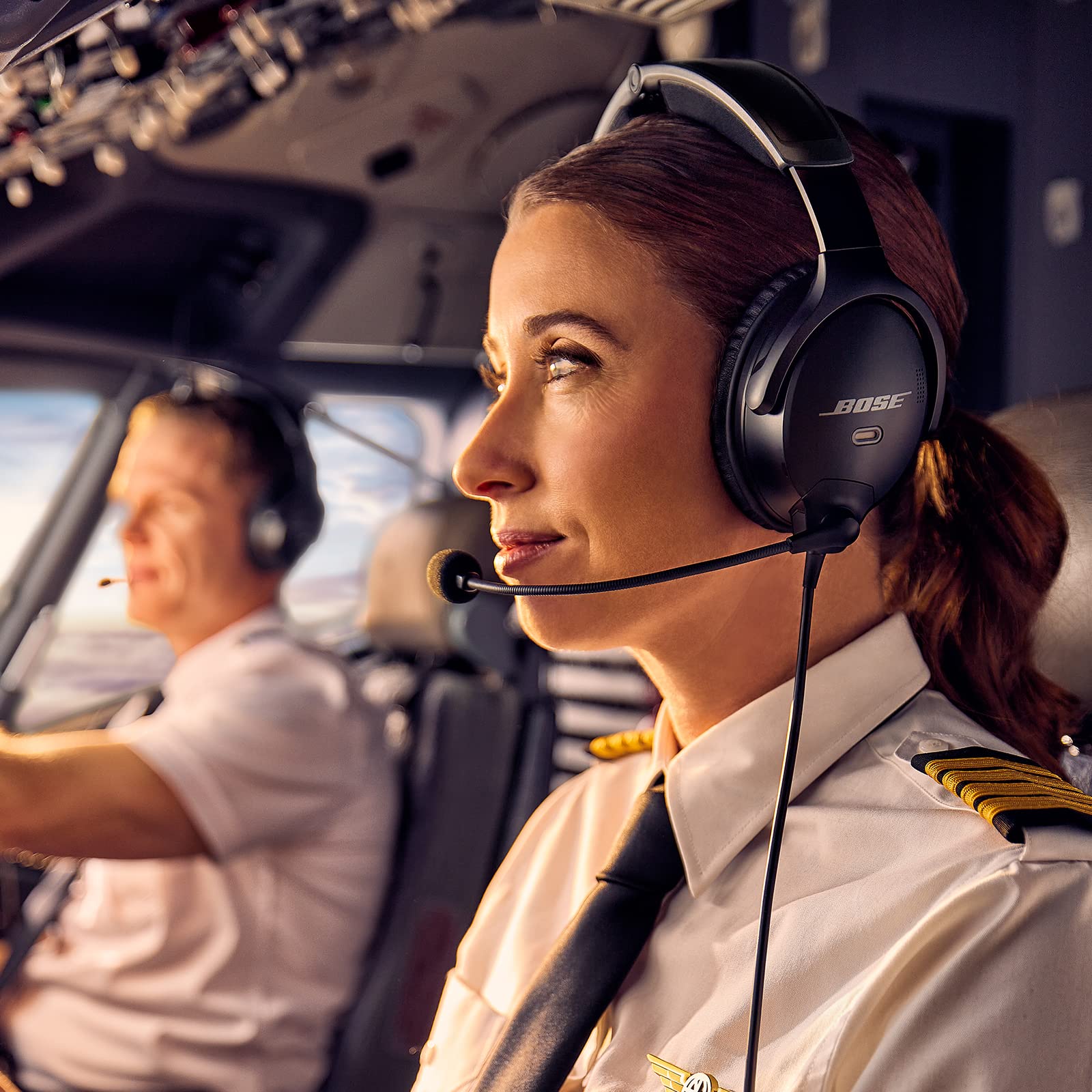 Bose A30 Aviation Headset with Bluetooth - Lightweight Comfortable Design, Adjustable ANR & Noise Cancelling - LEMO 6 Pin Connector - Black | Perfect for Pilots & Flight Training