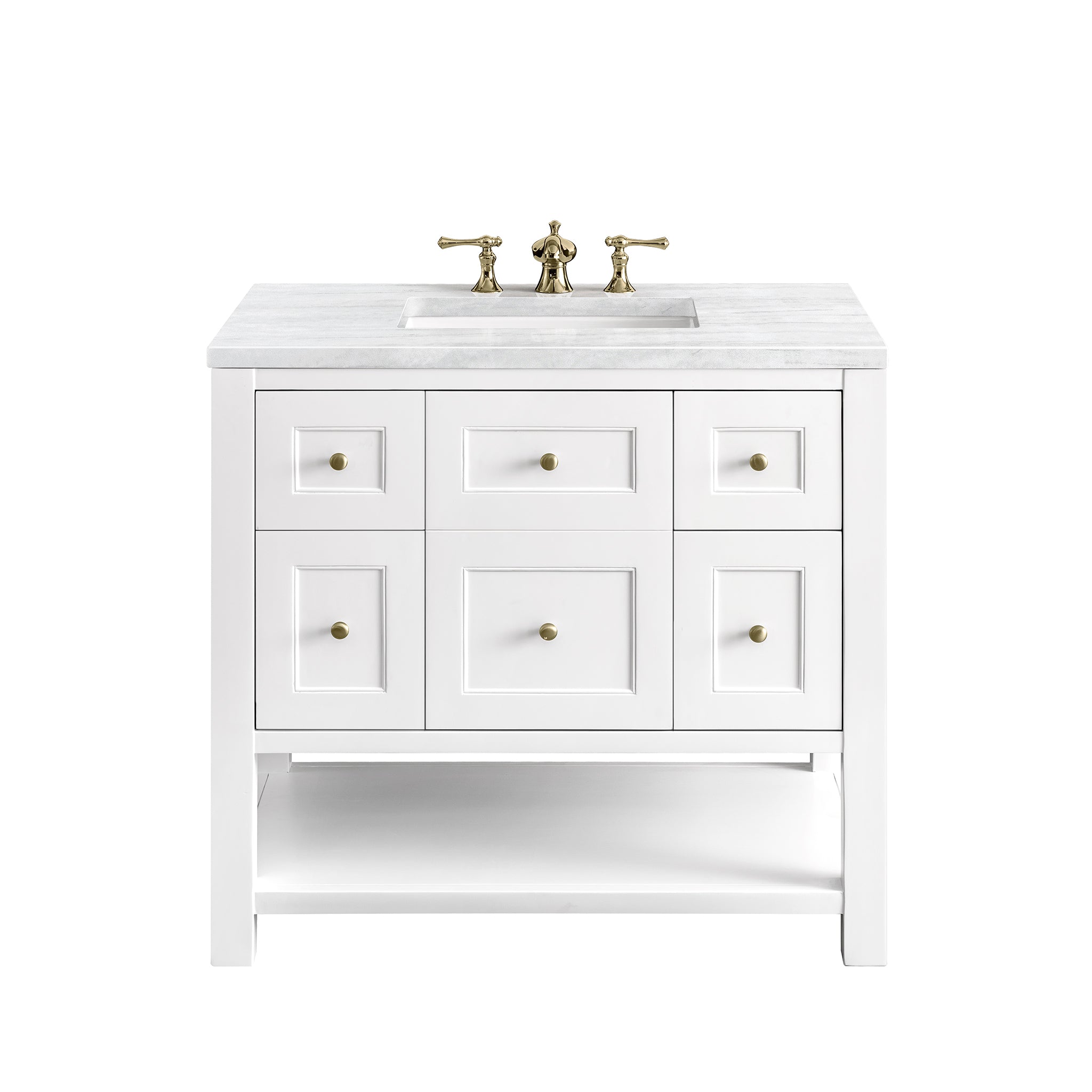 Breckenridge 36 Inch Single Bathroom Vanity with White Finish and 3CM Arctic Fall Countertop - Perfect for Modern Home Bathroom Remodeling and Renovation